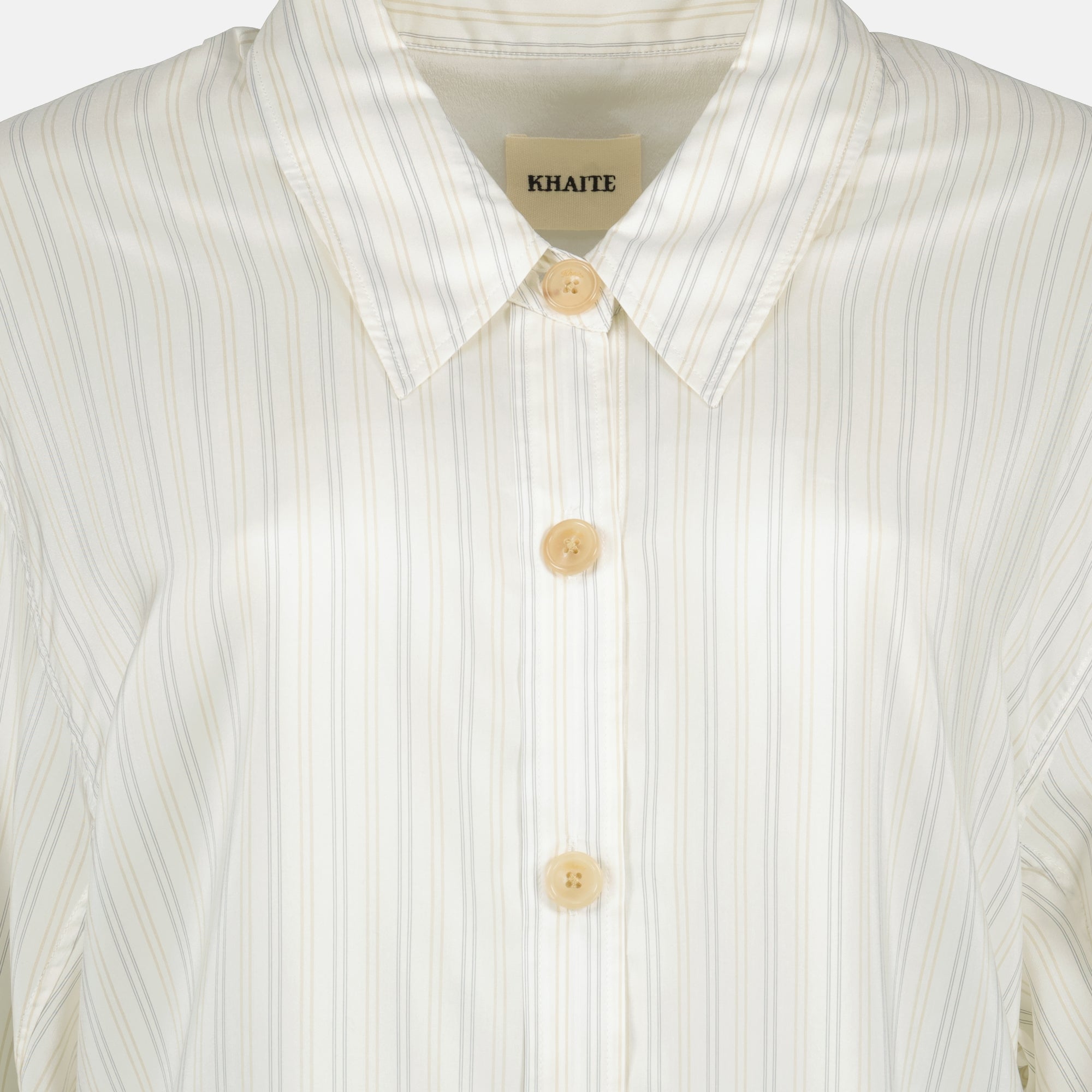 Khaite striped shirt, silk shirt, classic collar shirt, long sleeve shirt, designer womenswear