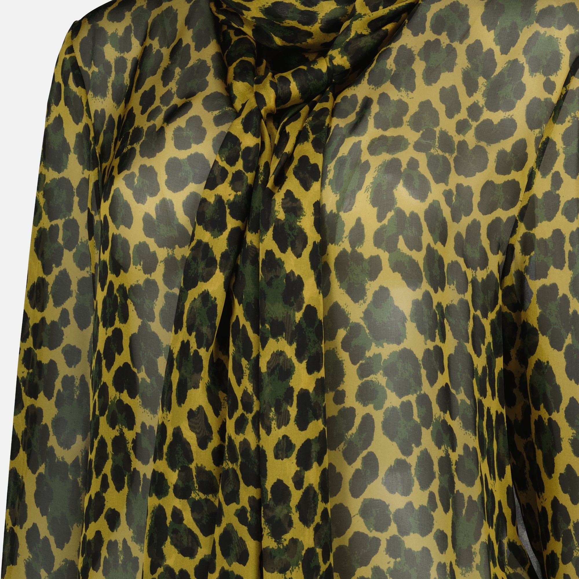 YVES SAINT LAURENT  シルク使用 レオパード柄 豹柄 ブラウス Saint Laurent《オーバーサイズ シャツ》レオパード シルク 直営