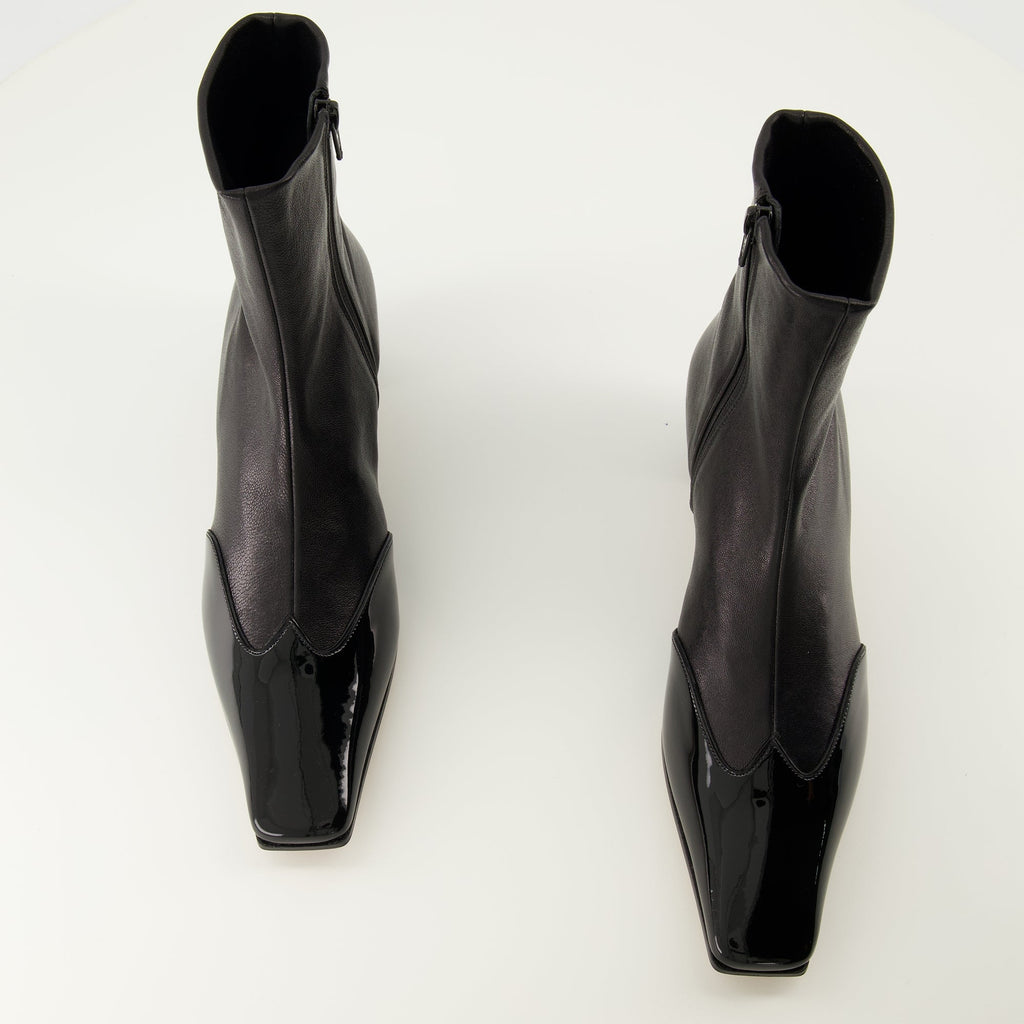 Khaite booties, leather ankle boots, Nevada booties, premium leather footwear, black leather booties