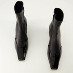 Khaite booties, leather ankle boots, Nevada booties, premium leather footwear, black leather booties