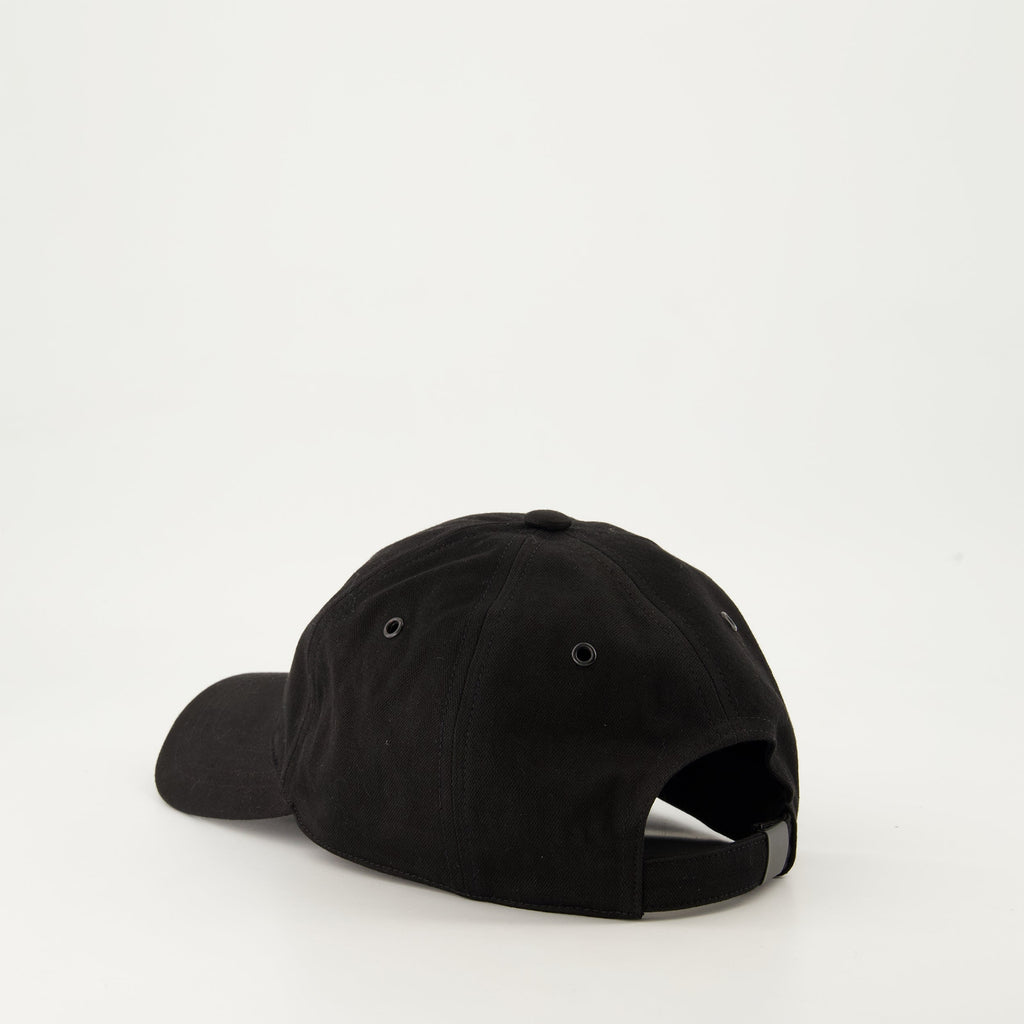 black cap, logo cap, Rabanne cap, cotton cap, fashion accessory