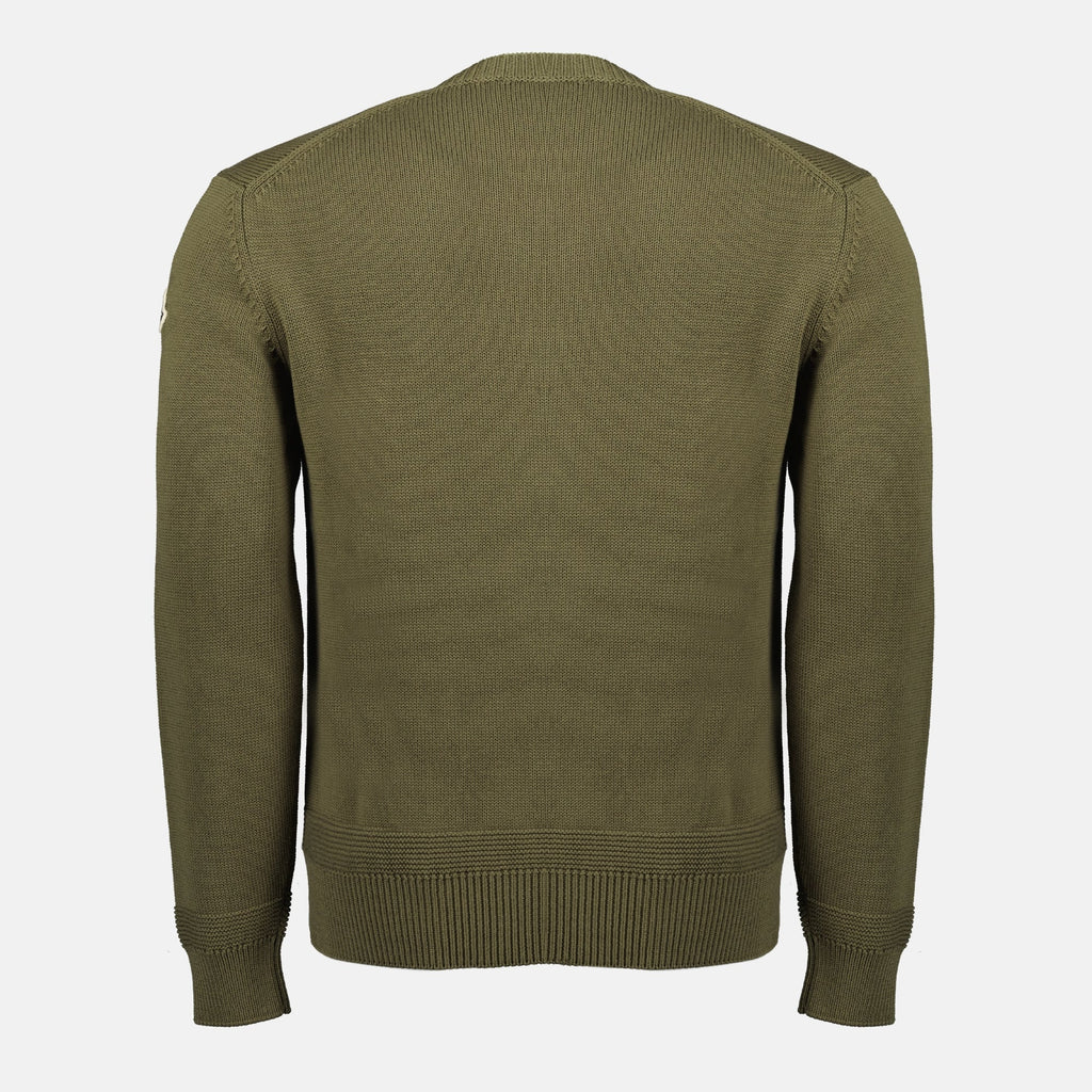 Image of Kaki Knit Pullover by Moncler for Men - Season Spring-Summer 2026 - Back View