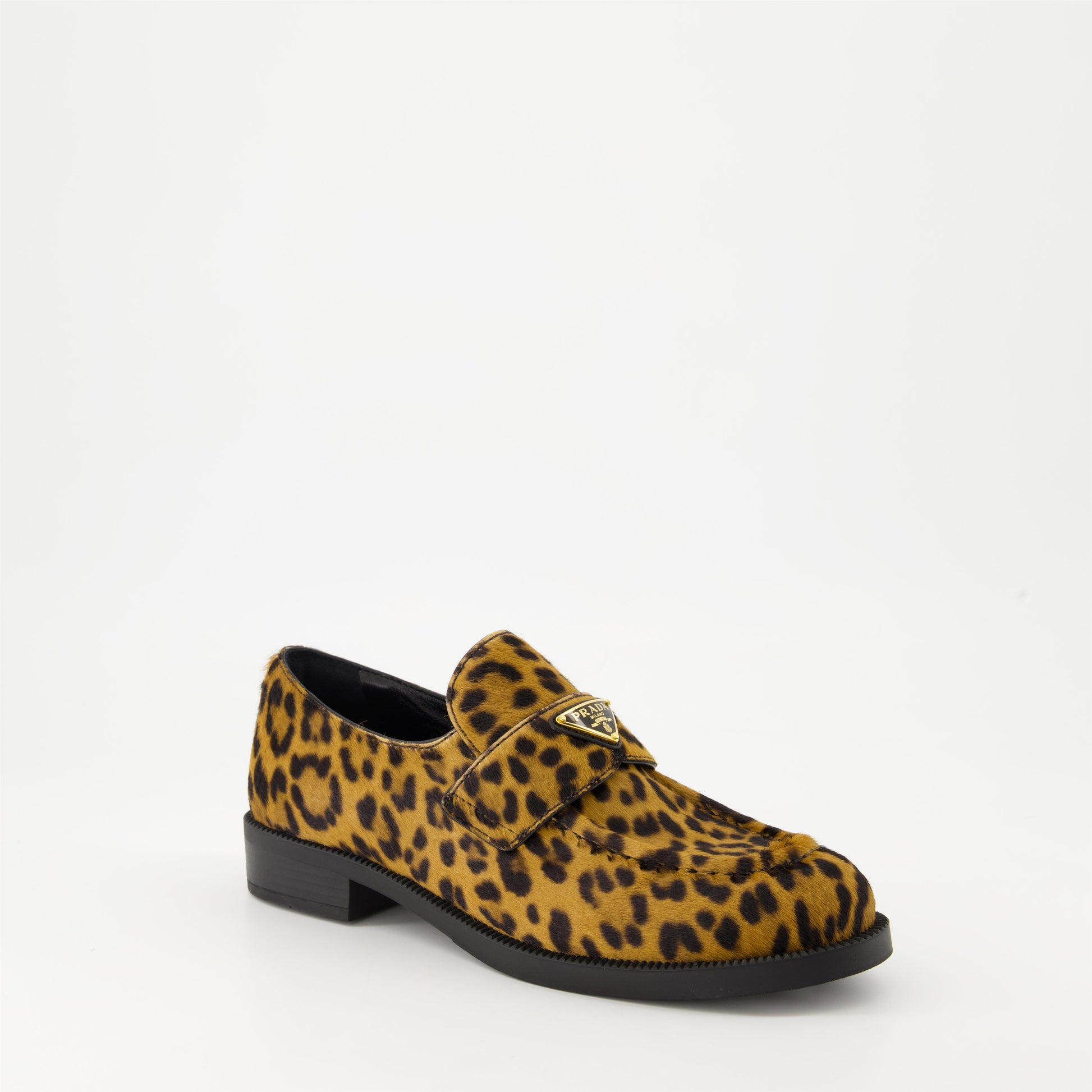 Prada moccasins, Leopard print shoes, Velvet footwear, Luxury casual shoes, Autumn-Winter 2024 fashion