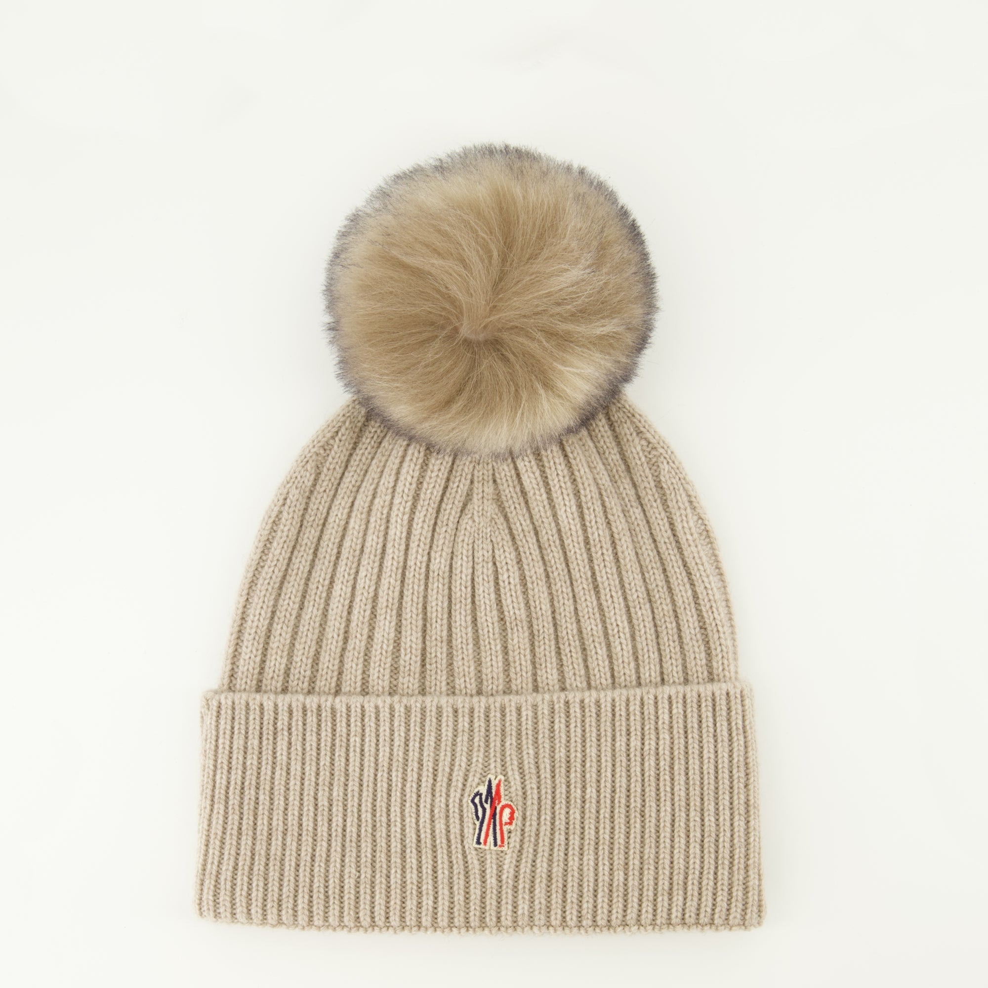 Moncler Grenoble beanie, cashmere beanie, beige pompom hat, autumn accessories, luxury winterwear