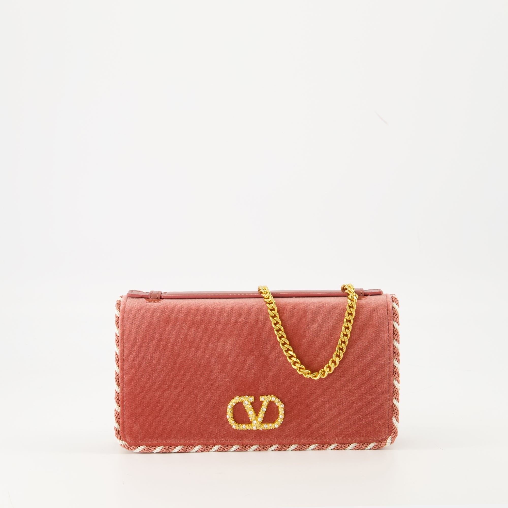 pink velvet clutch, Valentino Garavani, designer handbag, luxury accessories, Chic evening bag