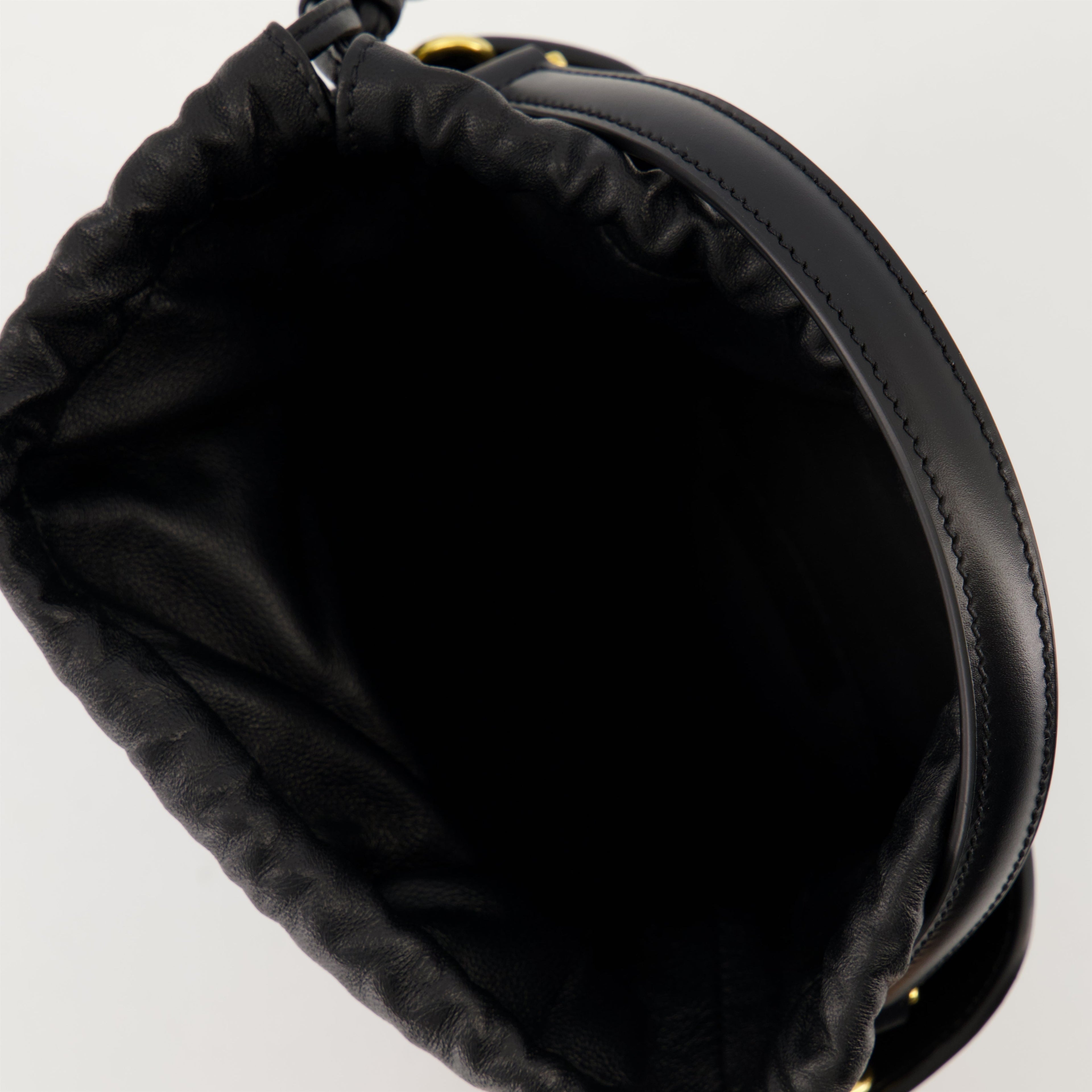 Mini Bucket Bag, AMI Paris, black leather bag, luxury accessories, crossbody bag