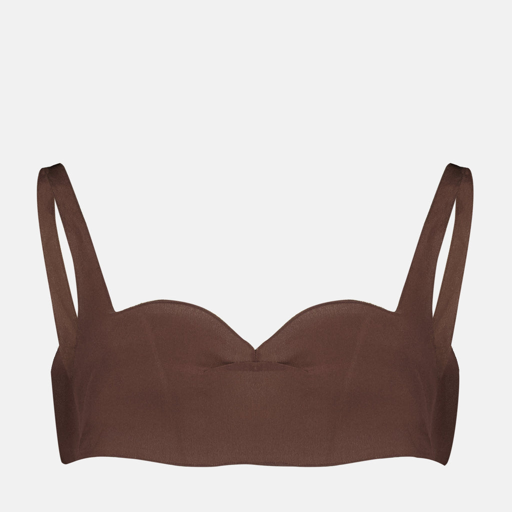 Bilde av brun Crepe de Chine-top fra Prada for kvinner - Sesong Vår-Sommer 2026 - Frontvinkel