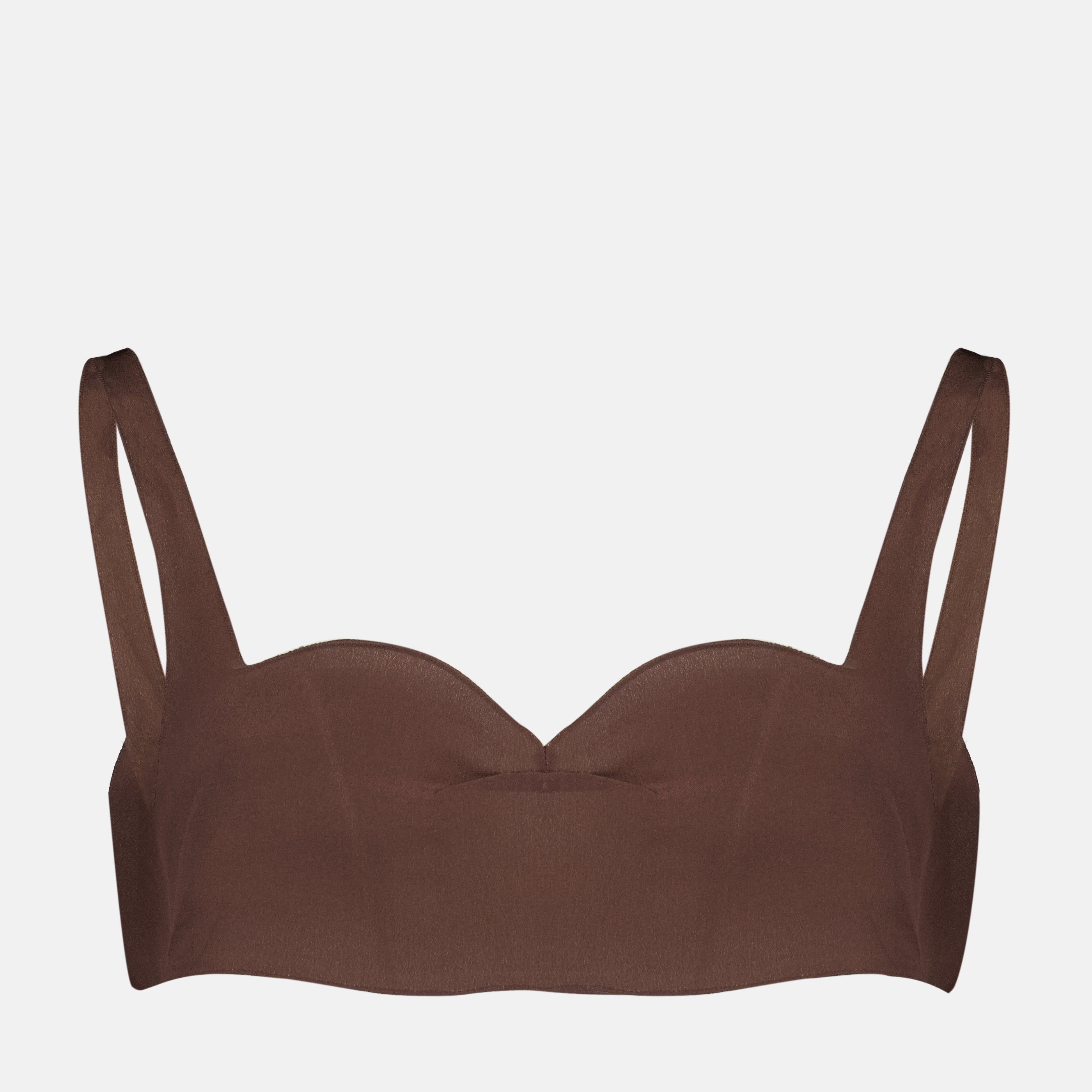 Image of Brown Crepe de Chine Top by Prada for Women - Season Spring-Summer 2026 - Front View