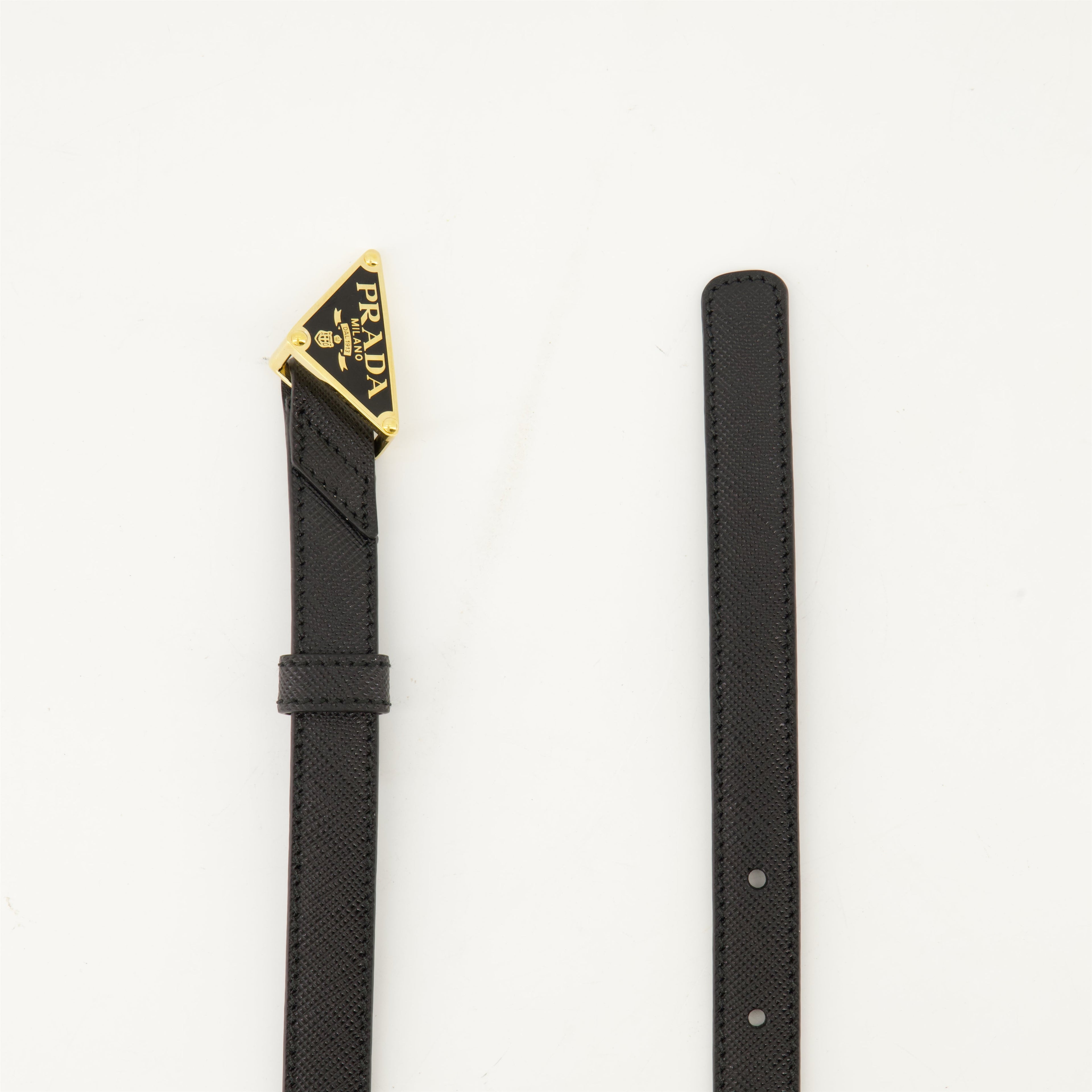 Saffiano leather belt, black thin belt, Fall-Winter collection, elegant accessories, high-end fashion