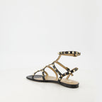 Black Leather Sandals, Rockstud Sandals, Valentino Garavani, Designer Sandals, Luxury Accessories