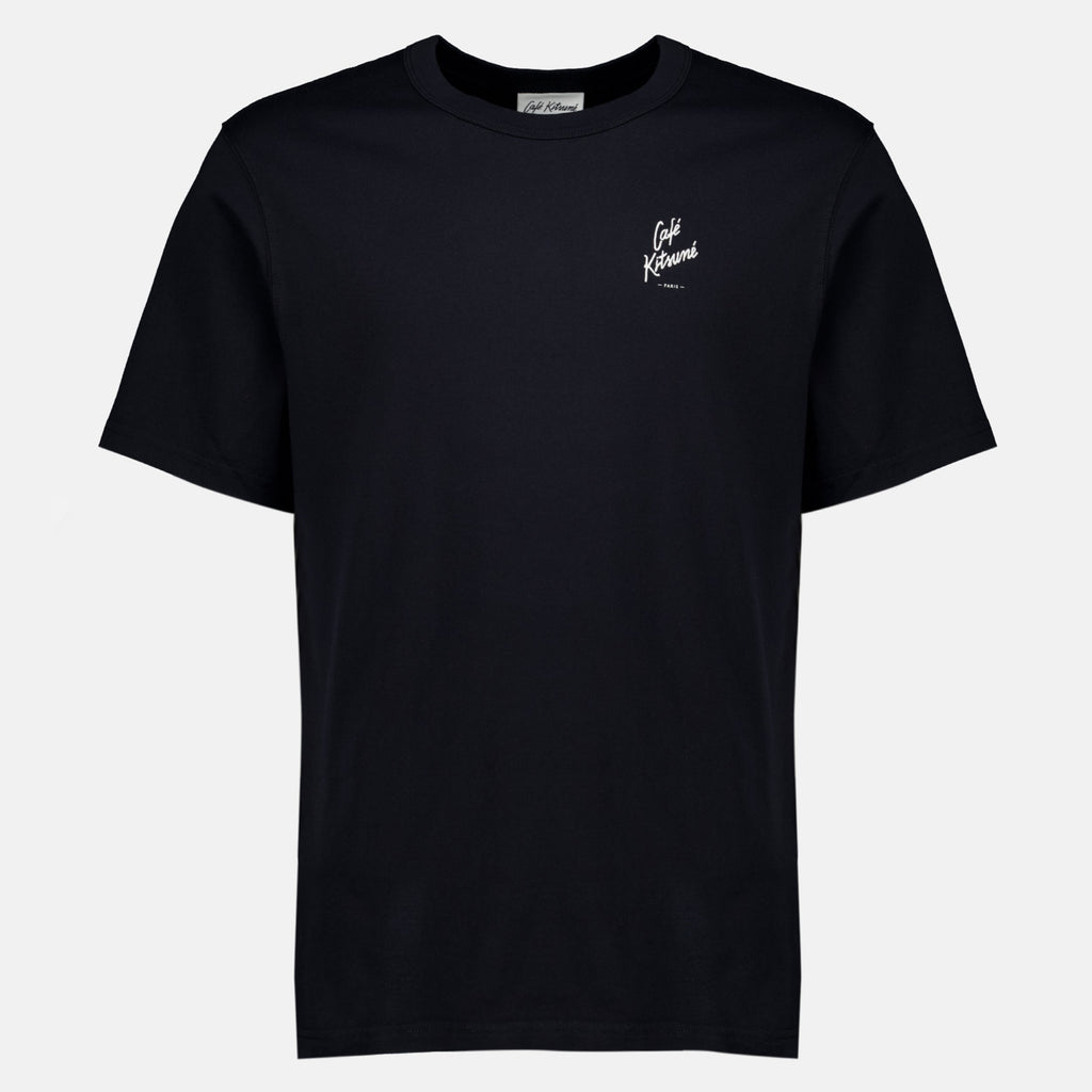 Black Embroidered T-Shirt - Maison Kitsuné