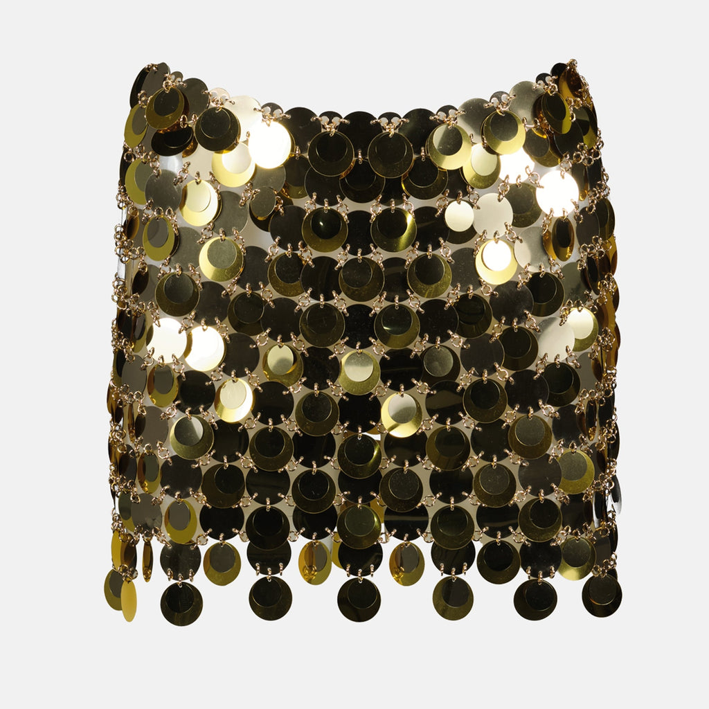 sequin skirt, golden skirt, Rabanne, Spring-Summer 2025, stylish fashion