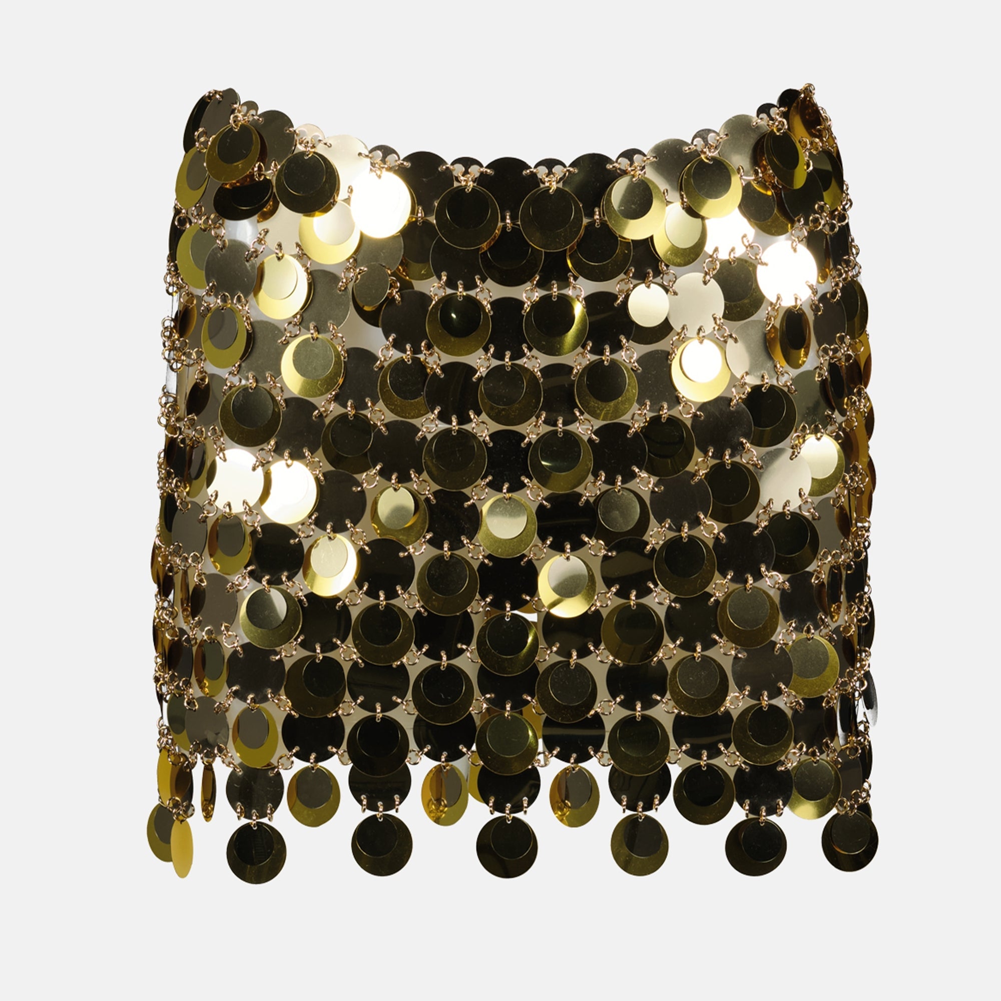 sequin skirt, golden skirt, Rabanne, Spring-Summer 2025, stylish fashion