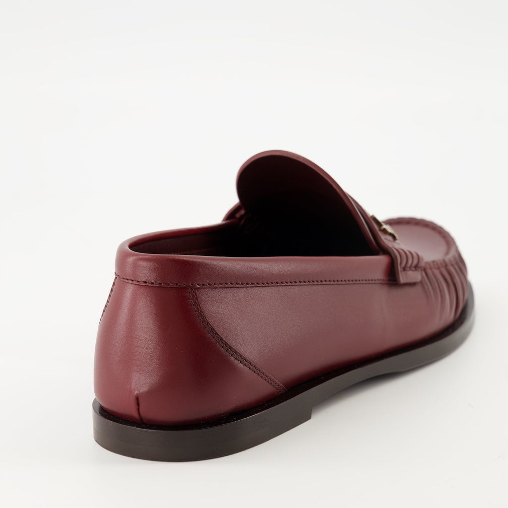 Saint Laurent moccasins, Bordeaux moccasins, Women's footwear, Luxury shoes, Calfskin moccasins