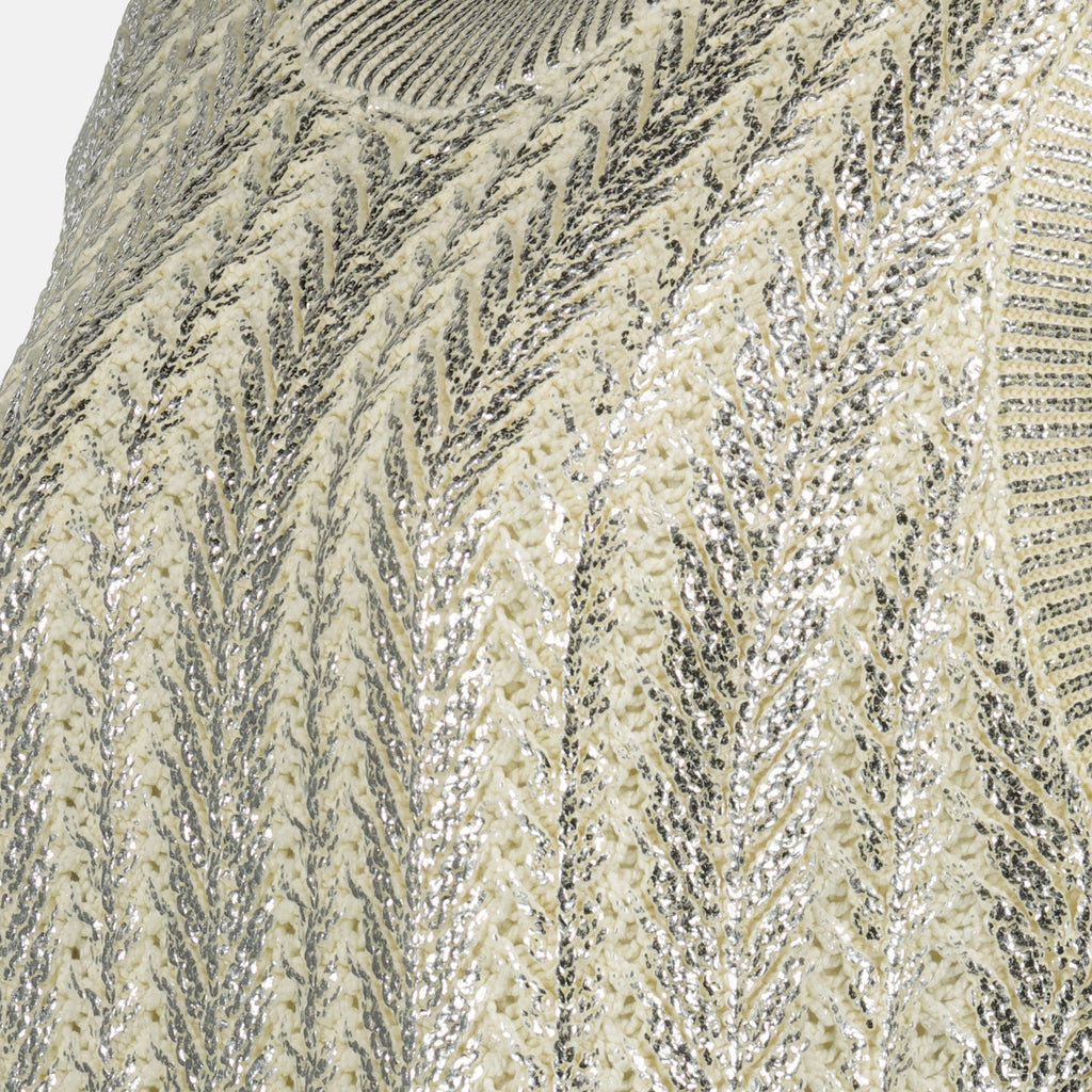 sleeveless top, Rabanne knitwear, beige top, silver details, Spring-Summer fashion