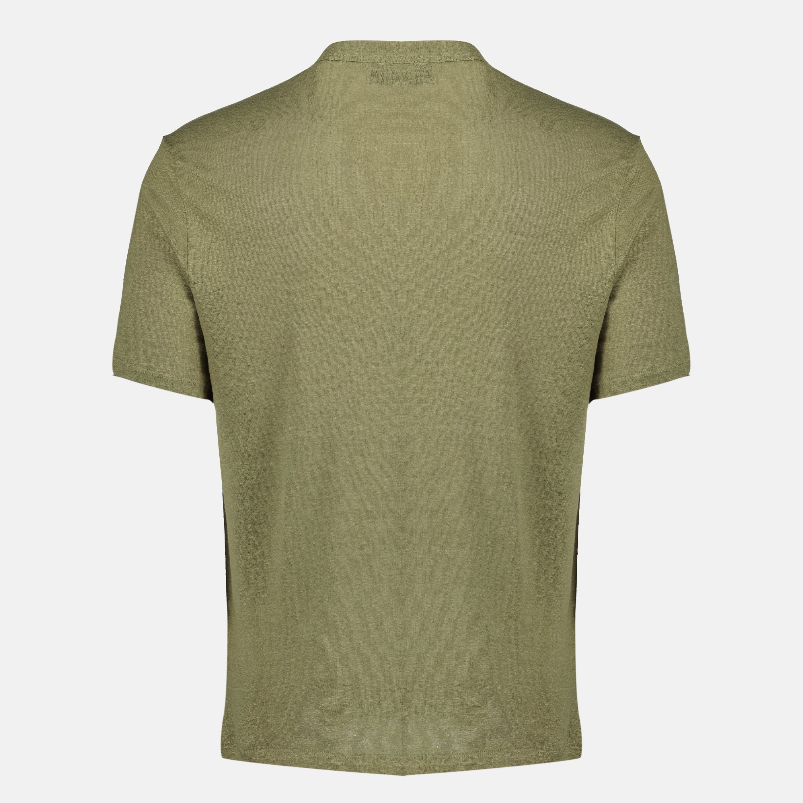 Image of Kaki Linen T-Shirt by Officine Générale for Men - Season Spring-Summer 2026 - Back View