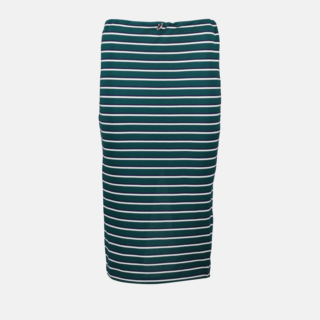 striped pencil skirt, cotton skirt, adjustable waist skirt, designer skirt, Spring-Summer fashion