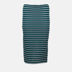 striped pencil skirt, cotton skirt, adjustable waist skirt, designer skirt, Spring-Summer fashion