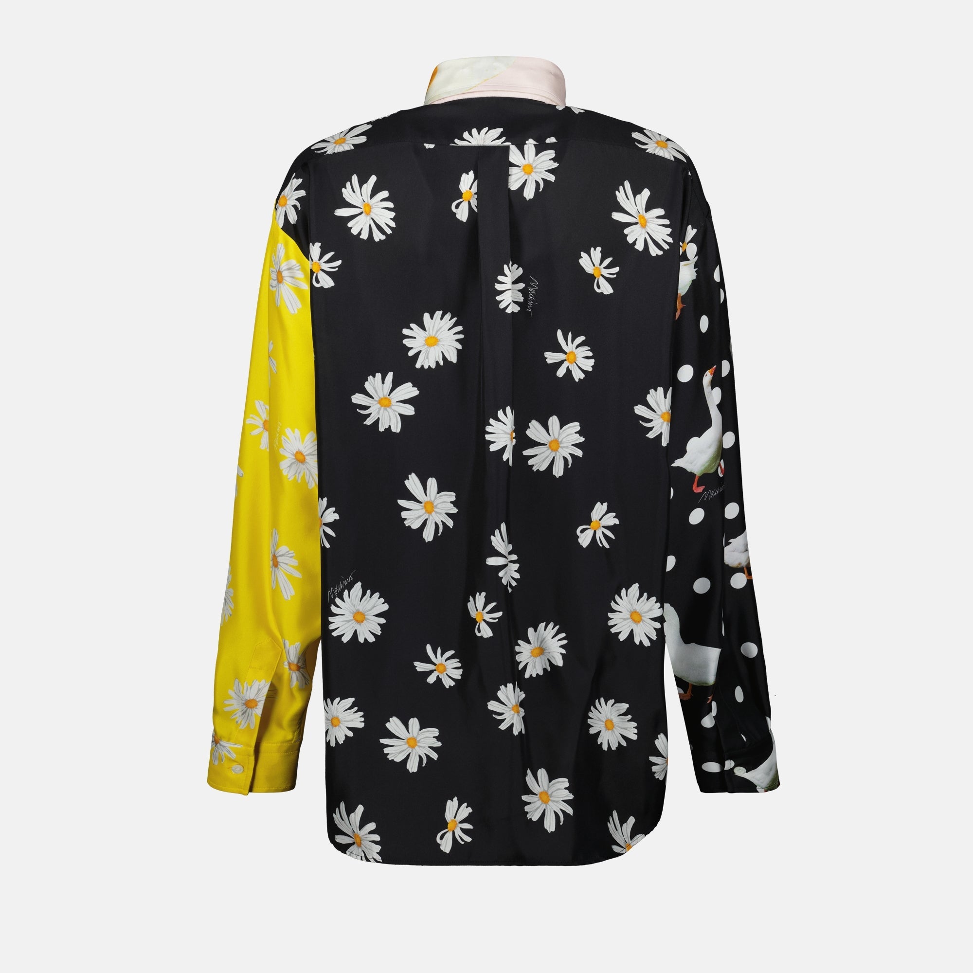 silk shirt, Moschino, multicolor print, floral design, Spring-Summer collection