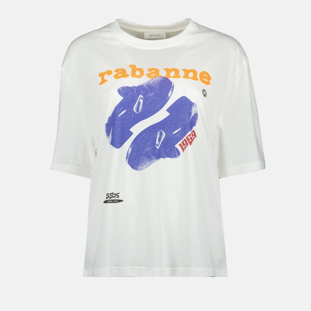 Rabanne T-shirt, Signature T-shirt, Printed shirt, White cotton T-shirt, Spring-Summer collection