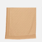 beige shawl, silk and wool scarf, Fendi accessories, Autumn-Winter collection, embroidered logo shawl