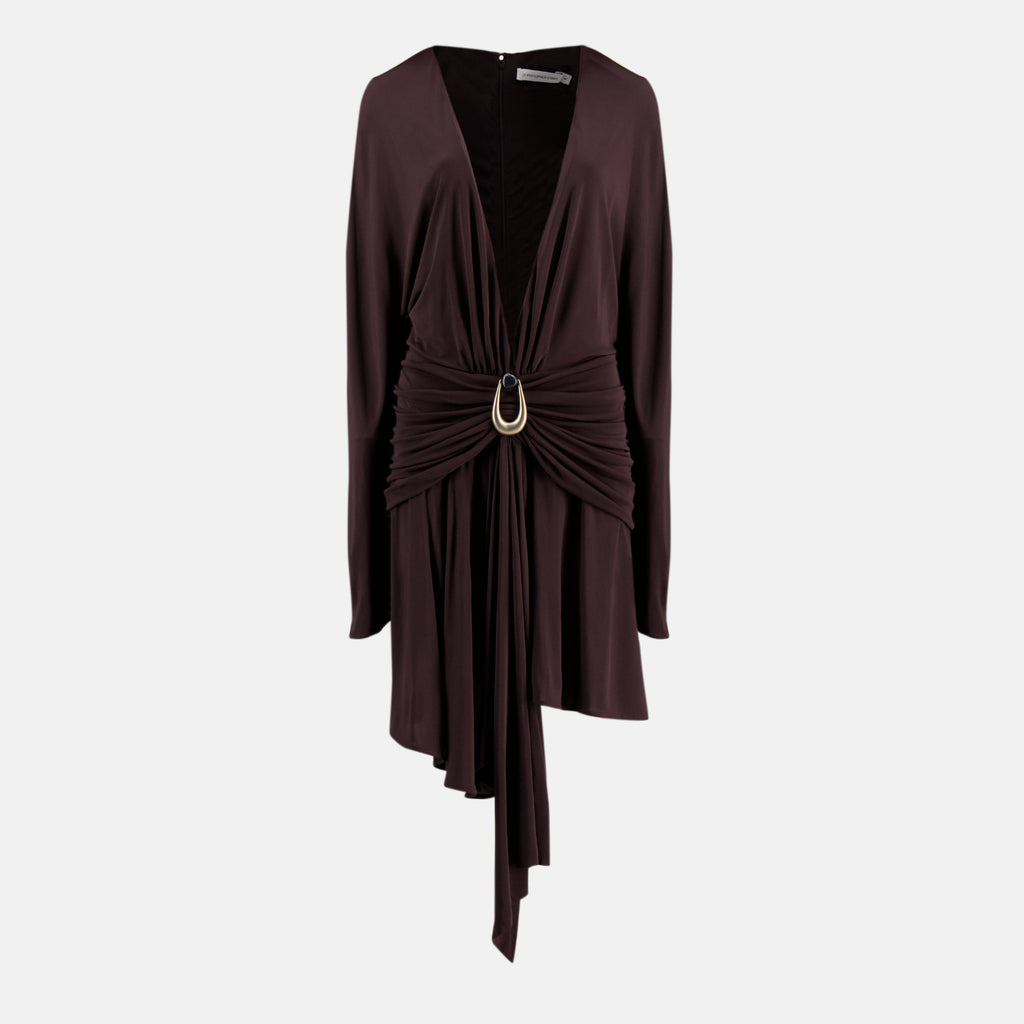 Brown Draped Mini Dress - Christopher Esber - Women | WE IN STYLE Brown Draped Mini Dress - Christopher Esber - Women | WE IN STYLE