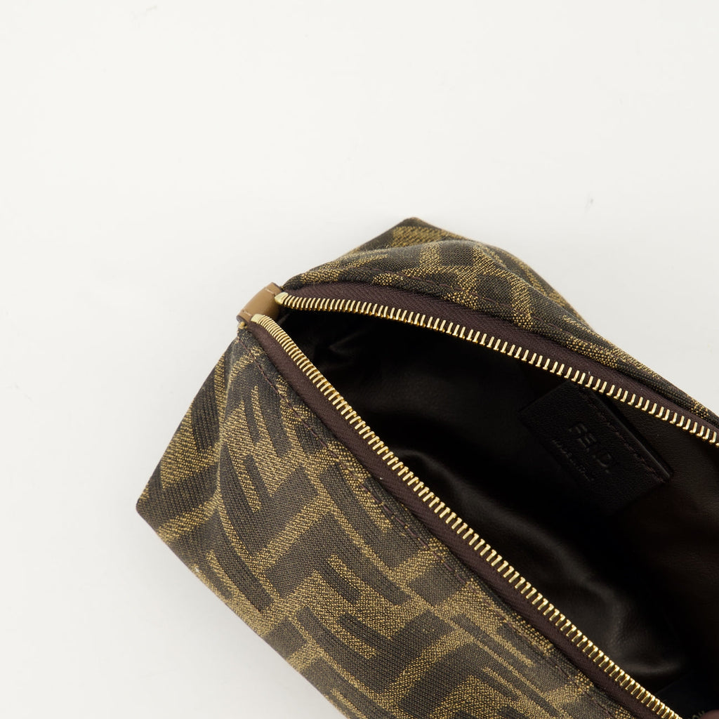 Fendi, Baguette FF, toiletry bag, embroidered canvas, luxury accessory
