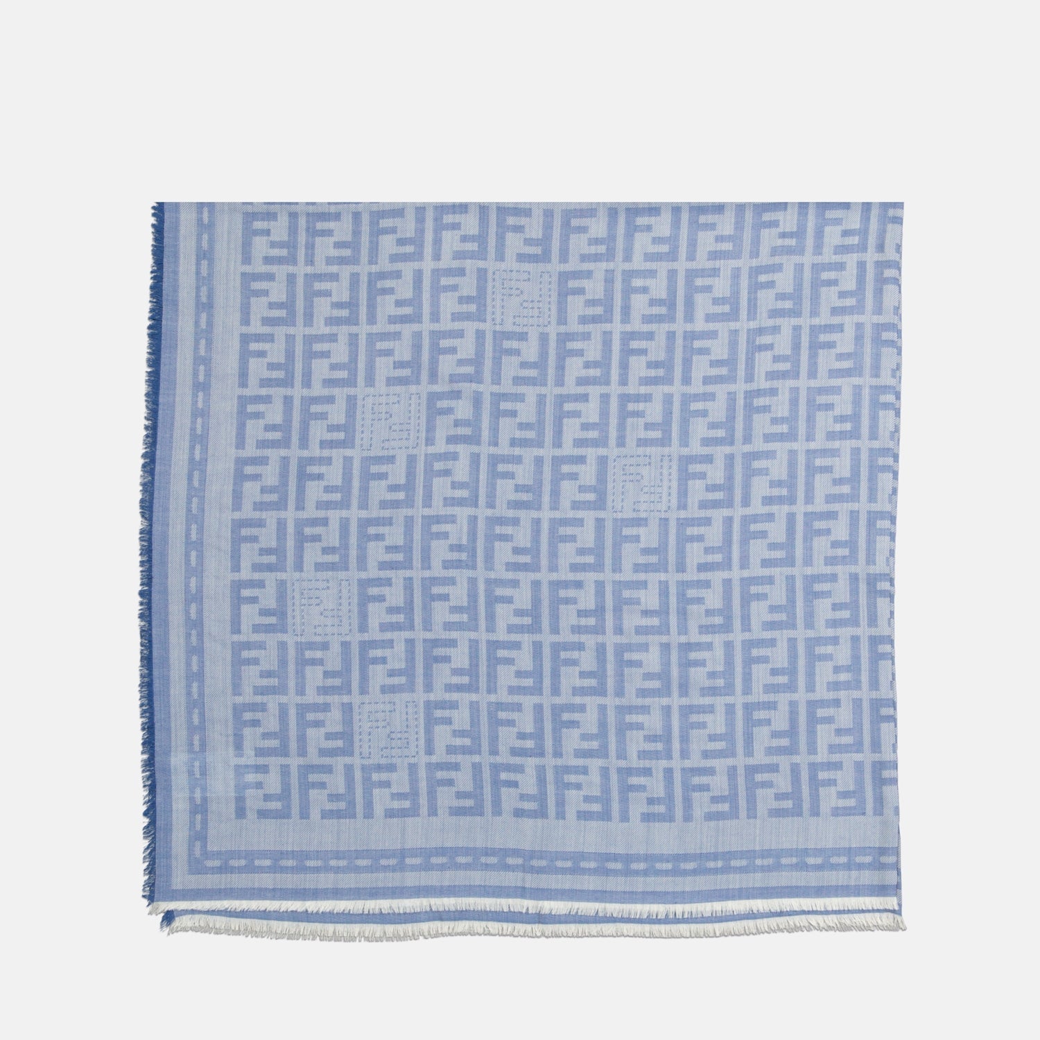 FF shawl, blue wool shawl, designer accessories, Fendi shawl, luxury fashion accessory