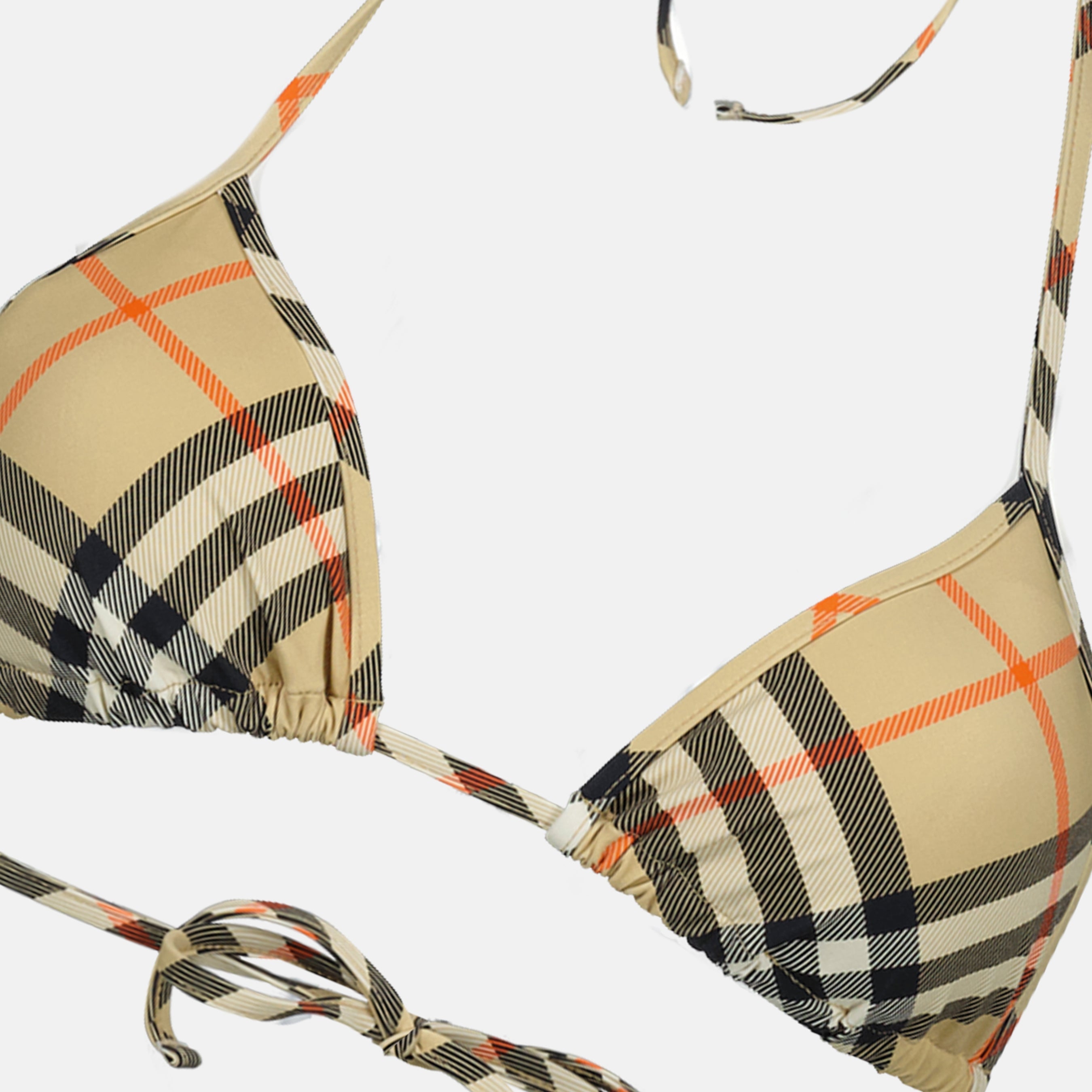 bikini top, Burberry swimwear, check pattern swimsuit, adjustable bikini, triangle bikini top