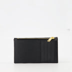 black cardholder, Saint Laurent, textured leather accessory, YSL logo, luxury cardholder