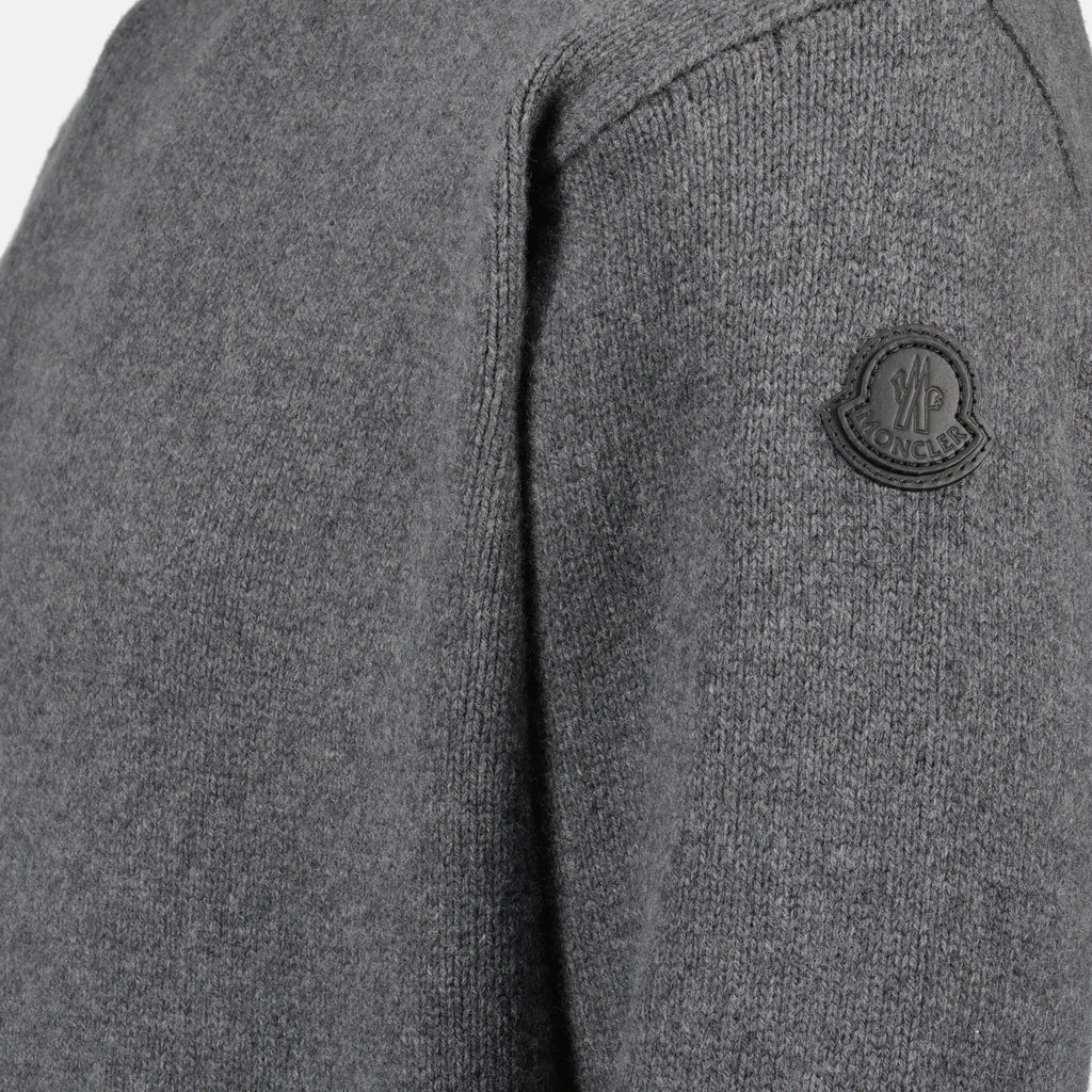 Moncler sweater, gray cashmere sweater, wool sweater, Autumn-Winter fashion, men's luxury knitwear