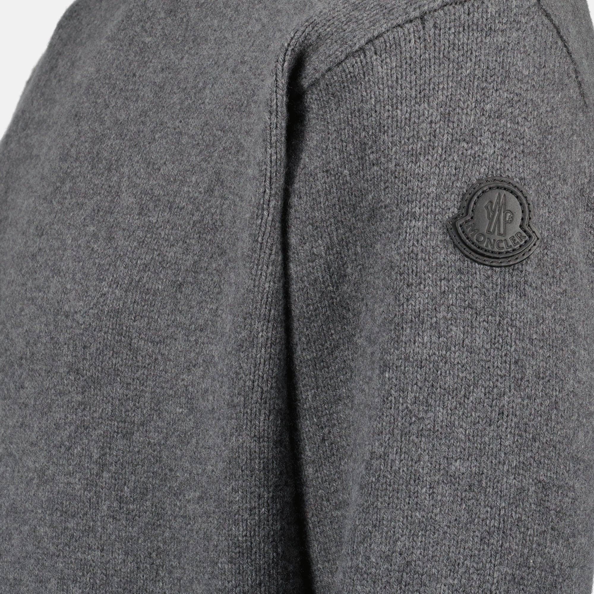 Moncler sweater, gray cashmere sweater, wool sweater, Autumn-Winter fashion, men's luxury knitwear
