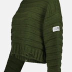 Distressed Green Ribbed Sweater