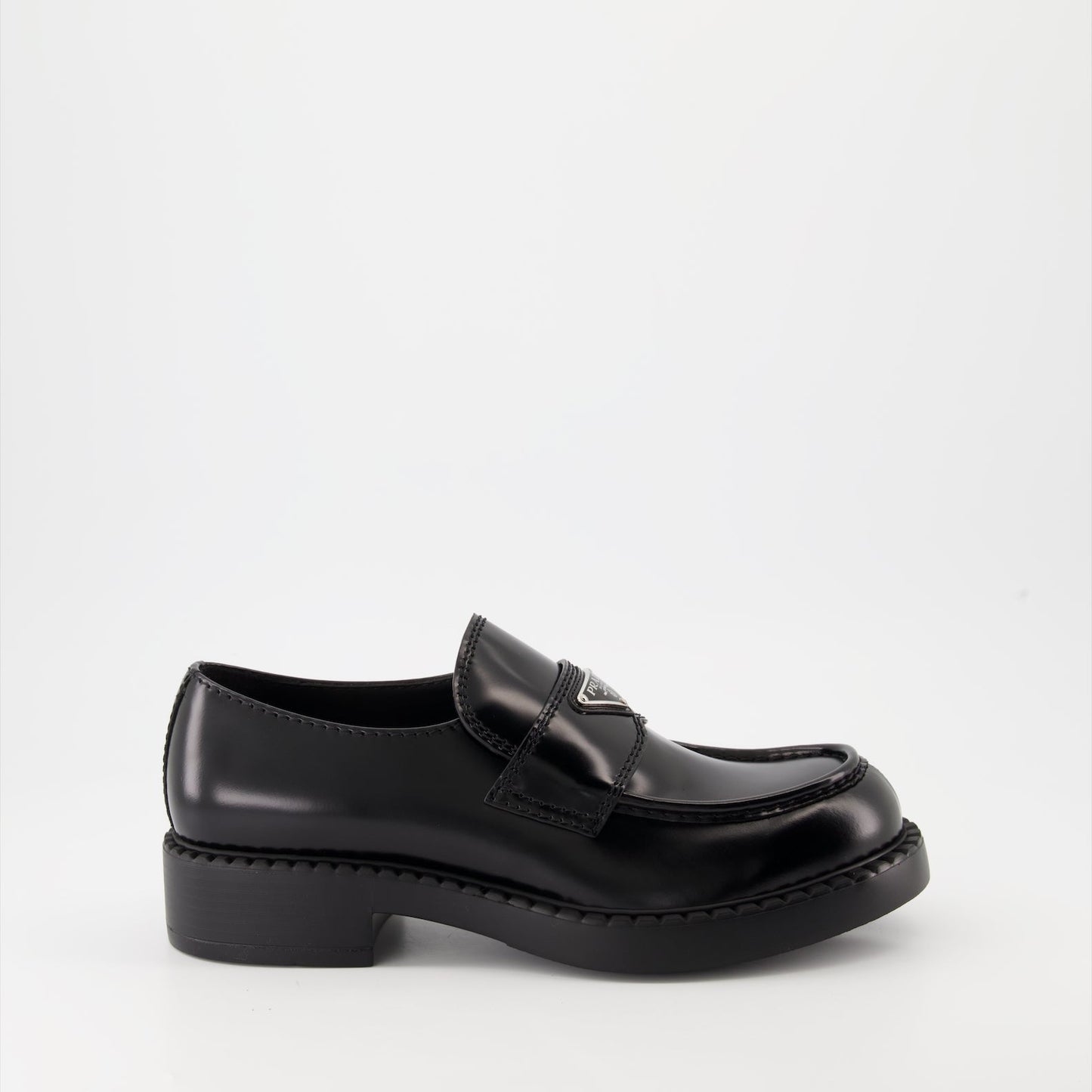 Prada moccasins, luxury leather shoes, black mocassins, designer footwear, Autumn-Winter collection