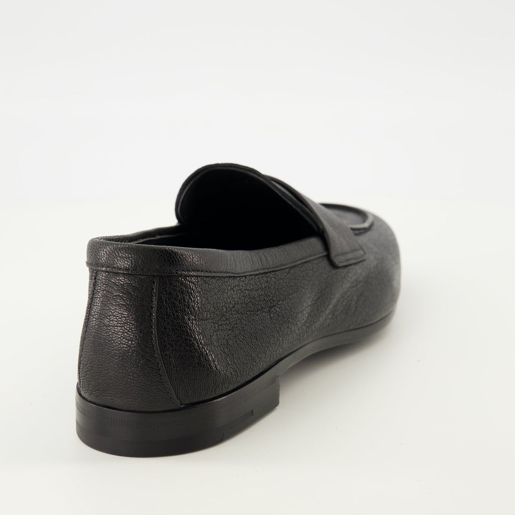 Prada moccasins, black leather shoes, designer footwear, luxury shoes, goat leather moccasins