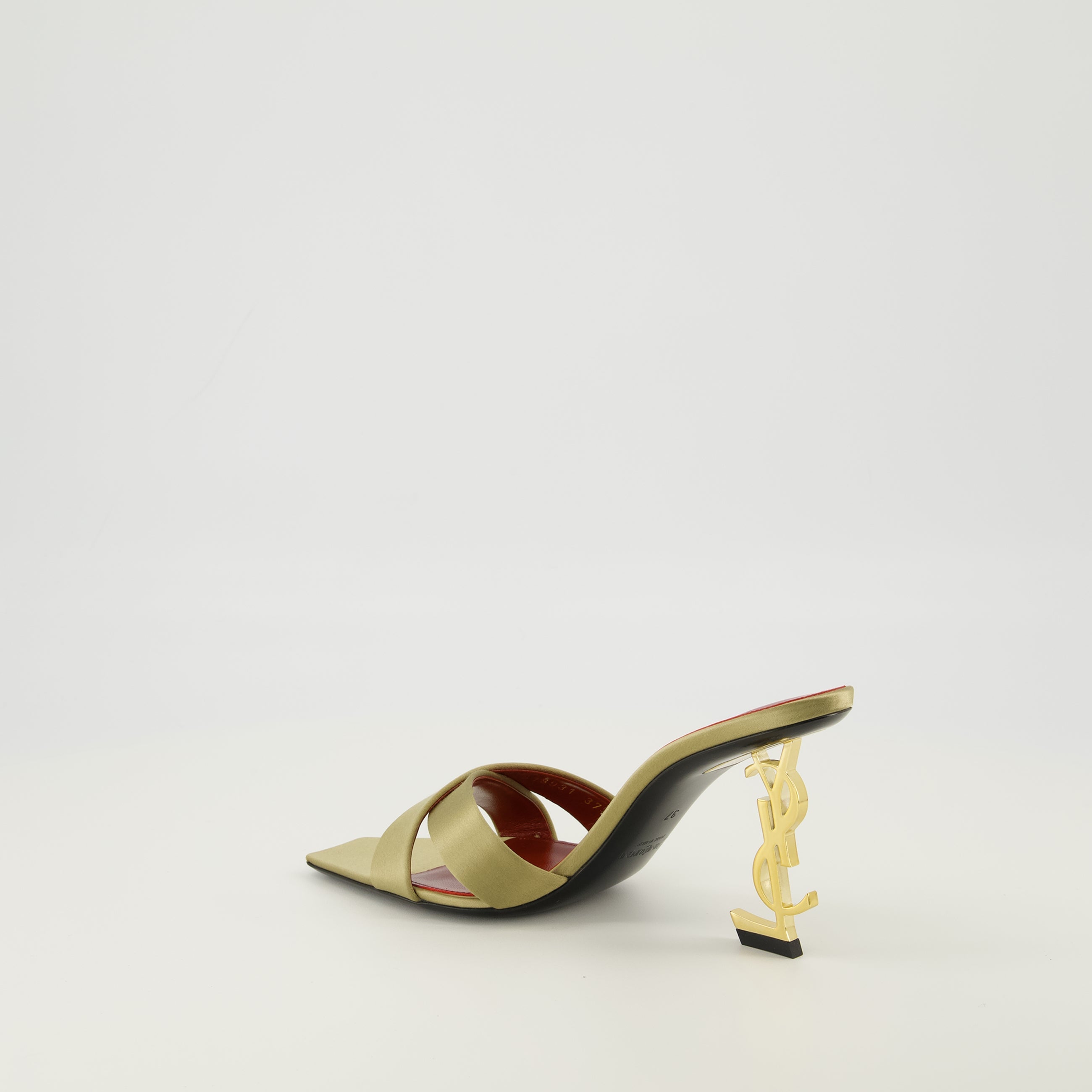 サン・ローランによるオピウムゴールドヒールミュールの画像（女性用）- シーズン春夏2026 - 後ろ右三分の一ビュー