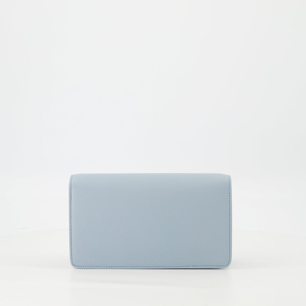 VLogo pouch, Valentino Garavani, leather accessory, spring-summer collection, blue handbag