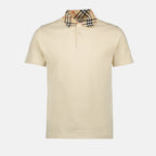 beige polo, check collar polo, cotton polo, casual wear, Spring-Summer collection