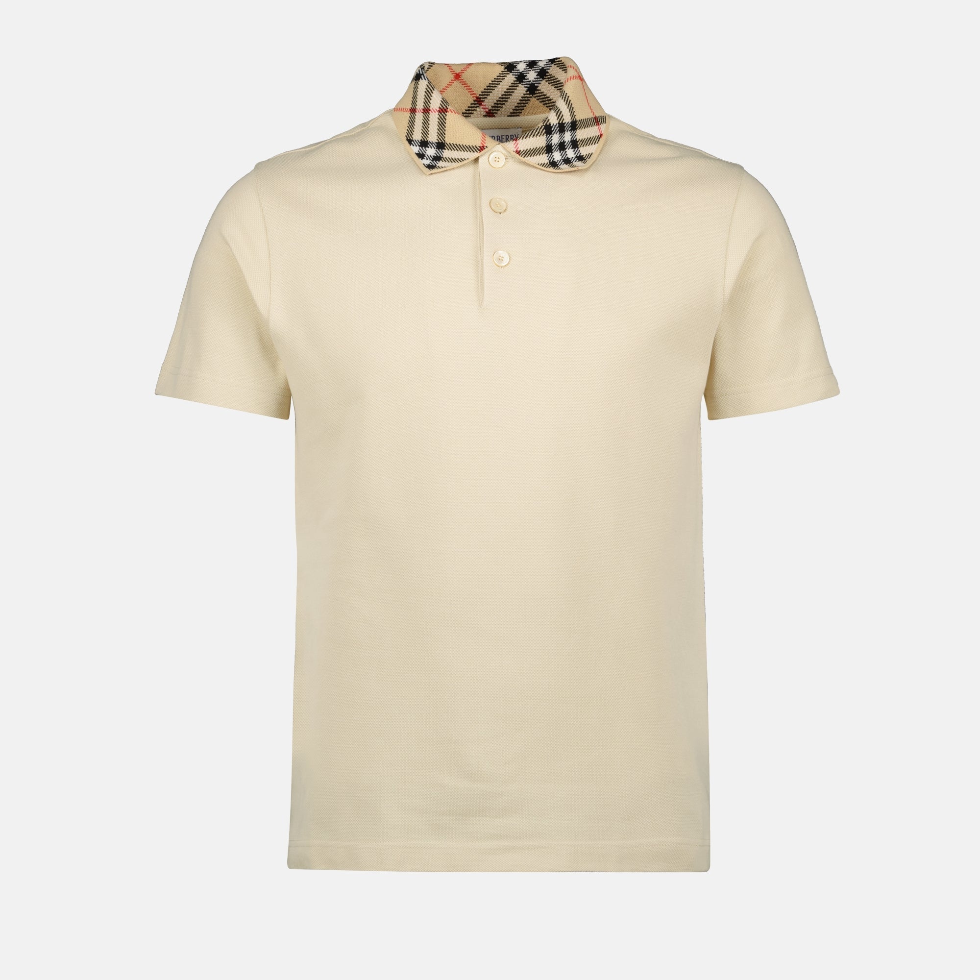 beige polo, check collar polo, cotton polo, casual wear, Spring-Summer collection