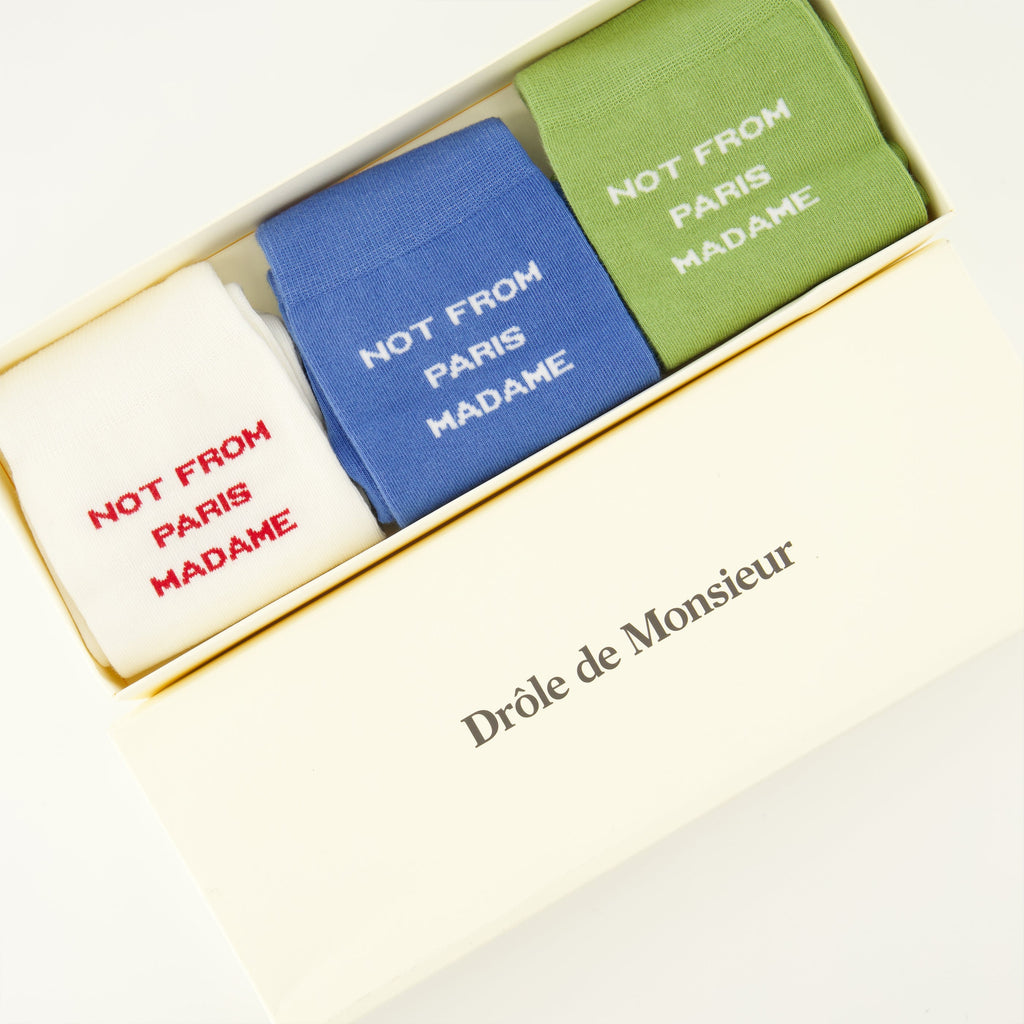 Conjunto de 3 Meias com Slogan - Drôle de Monsieur