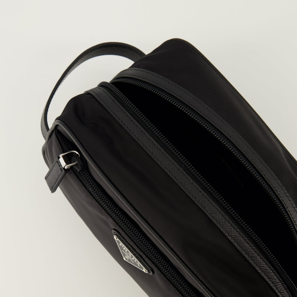 Image of Re-nylon and Saffiano Leather Pouch by Prada for Men - Season Spring-Summer 2026 - Detail View 2