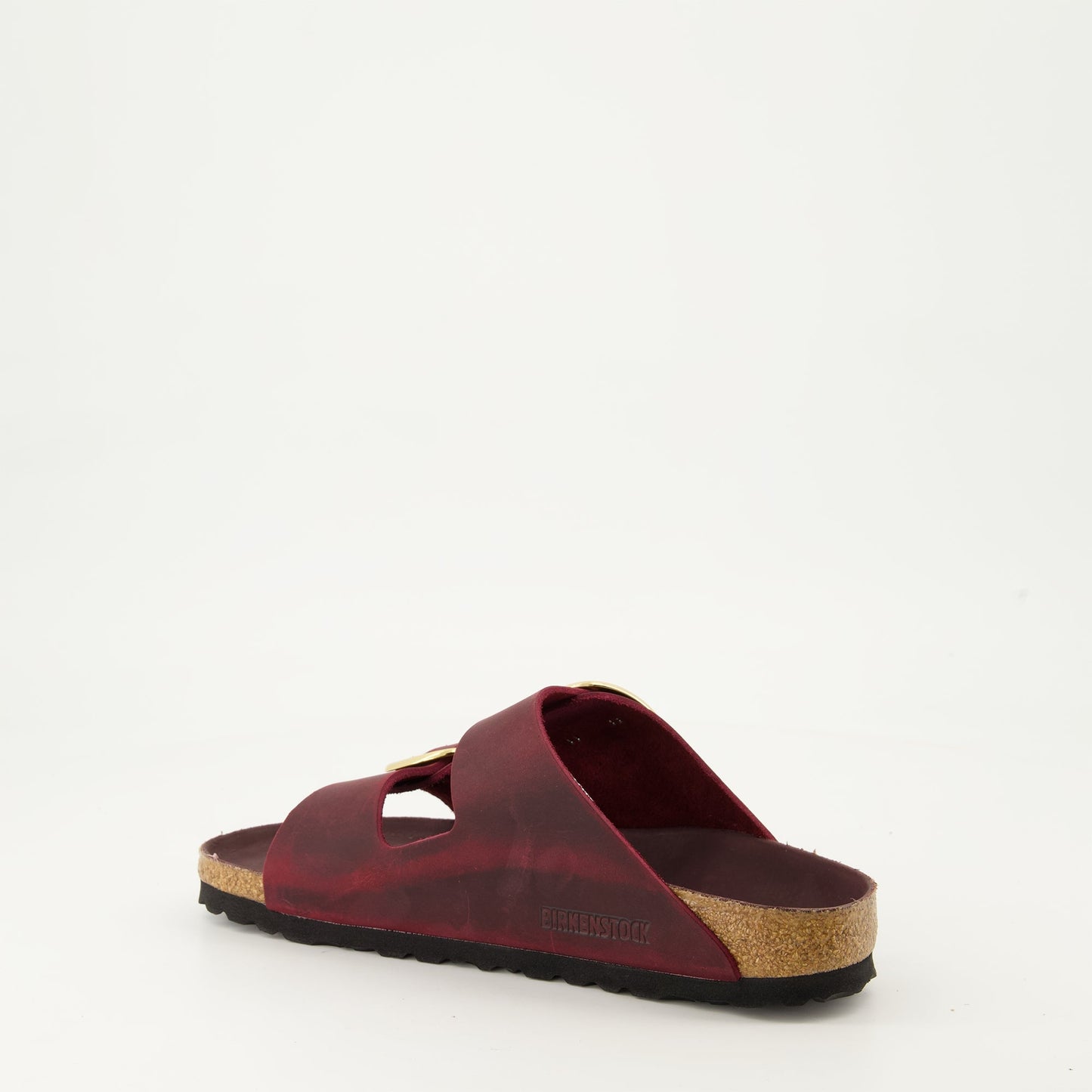 Arizona sandals, leather sandals, burgundy sandals, big buckle sandals, luxury footwear