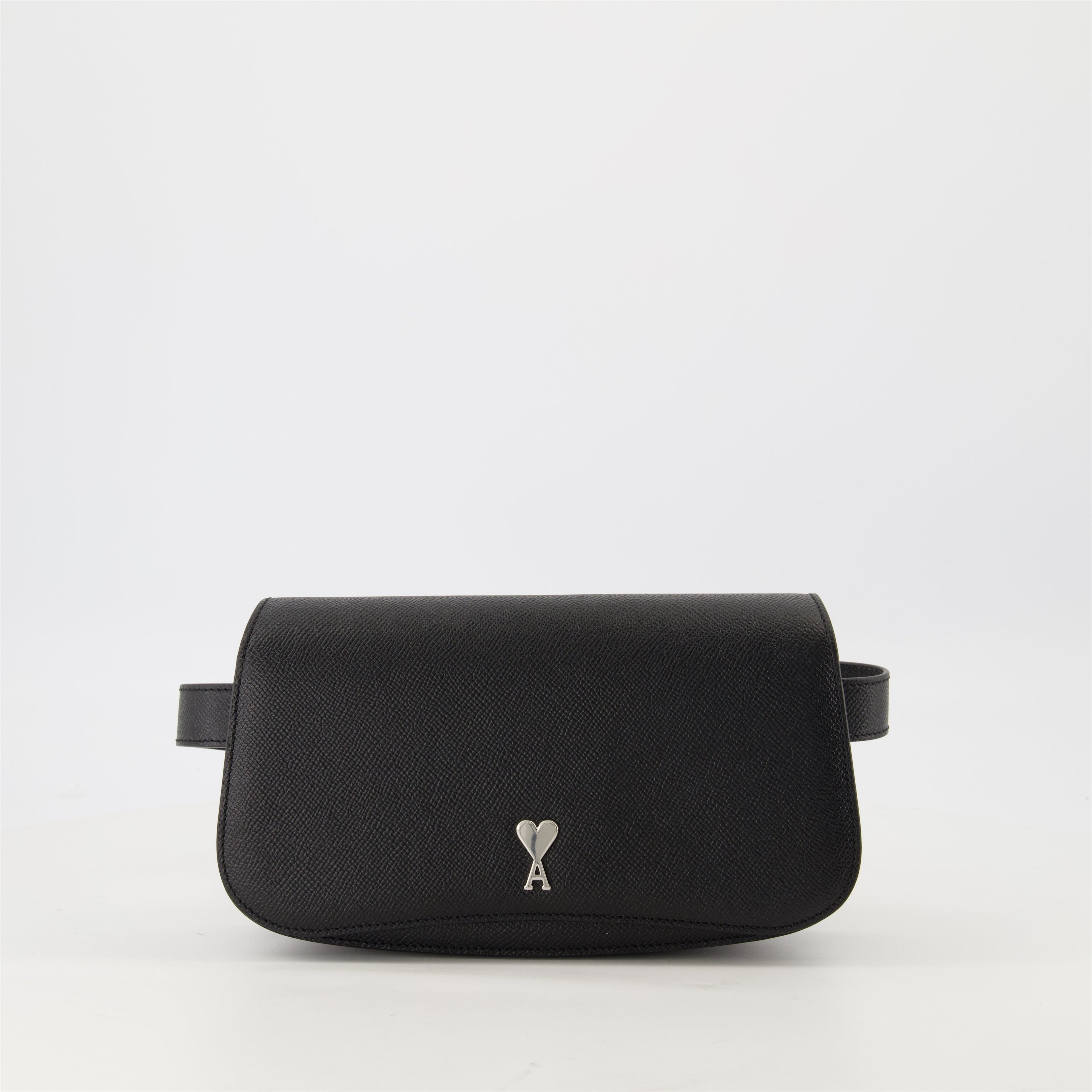 belt bag, grained leather, AMI Paris, adjustable strap, unisex accessory