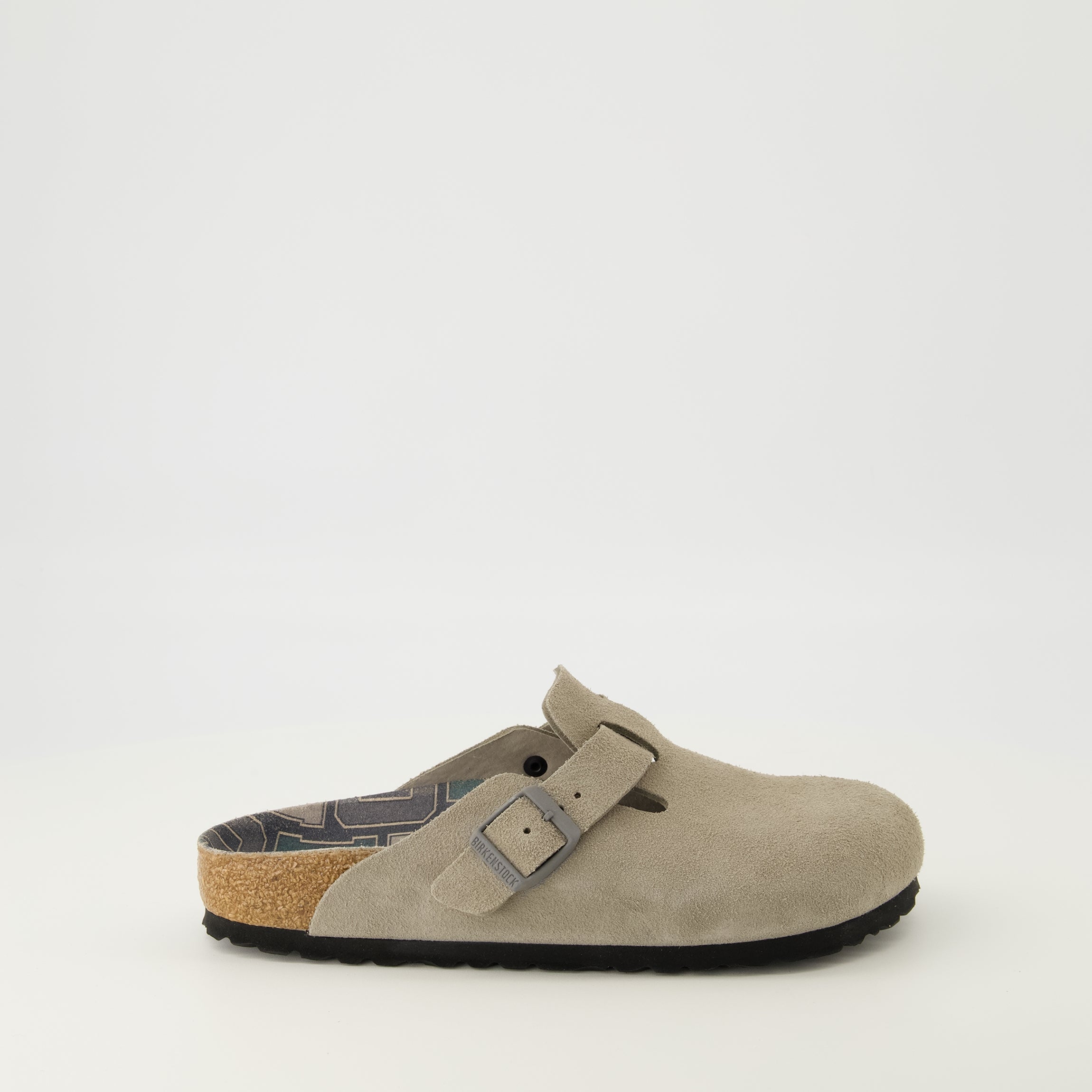 Birkenstock mules, Boston grey slip-ons, suede footwear, comfortable mules, seasonal footwear