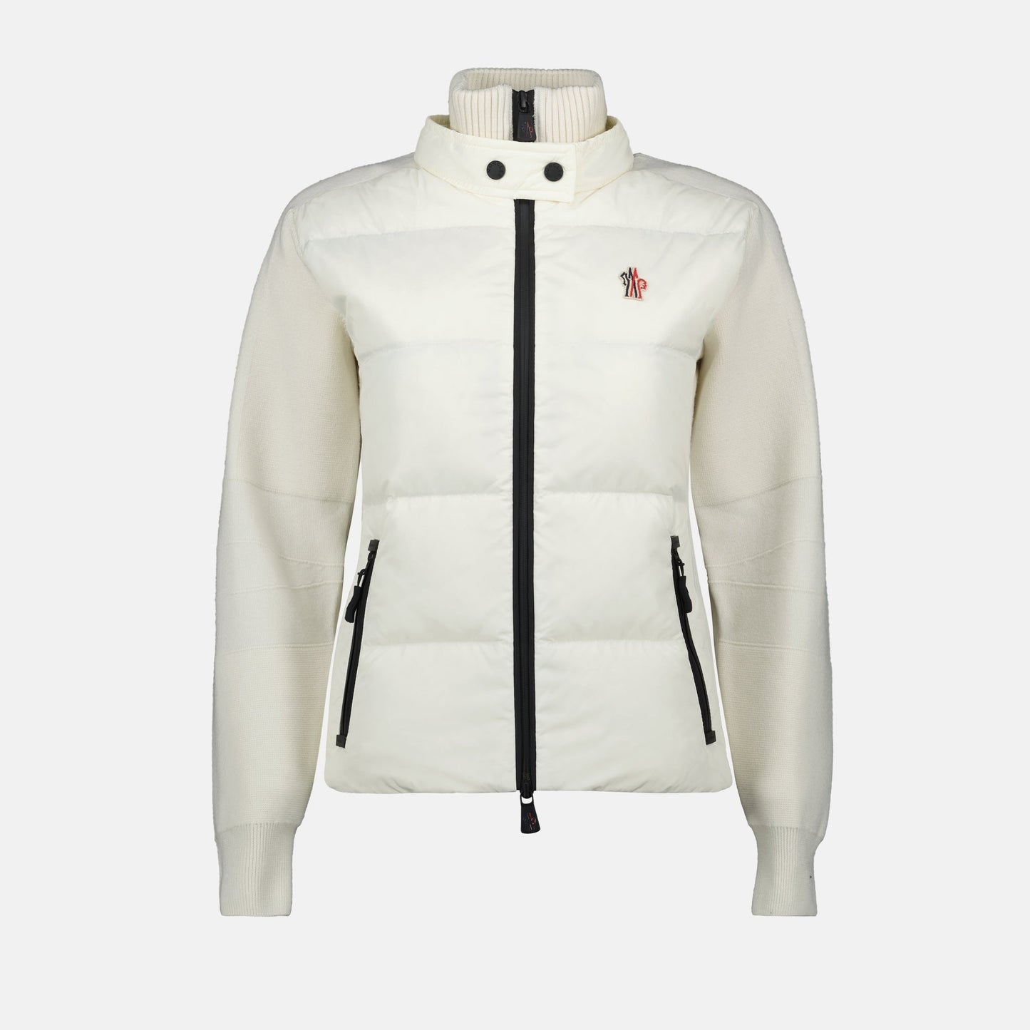 quilted cardigan, Moncler Grenoble, women's outerwear, down-filled jacket, luxury knitwear