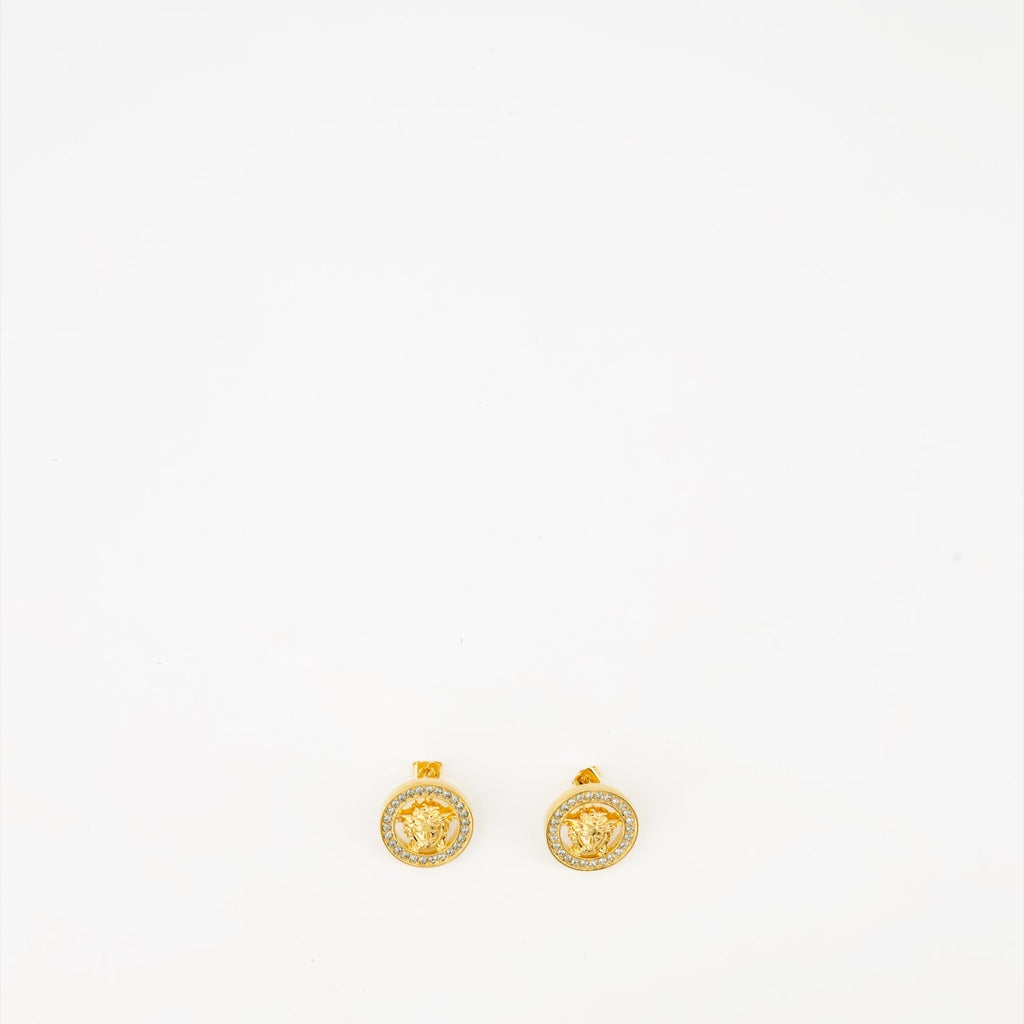 Versace earrings, Medusa '95, luxury jewelry, crystal earrings, gold-toned accessories