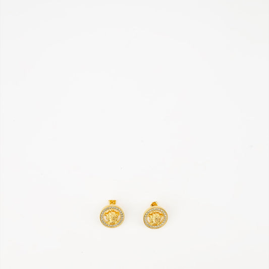 Versace earrings, Medusa '95, luxury jewelry, crystal earrings, gold-toned accessories