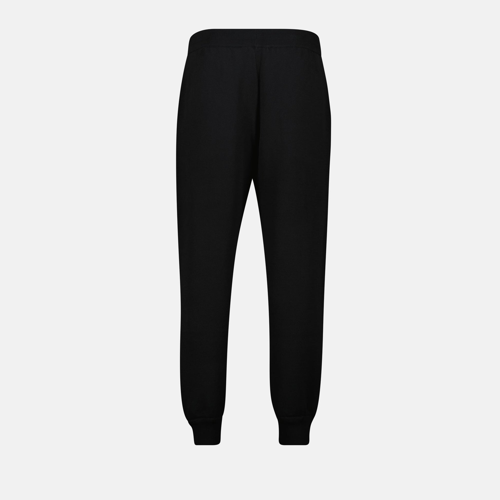 cashmere pants, wide leg pants, black jogging trousers, Medusa Biggie finishes, side pockets