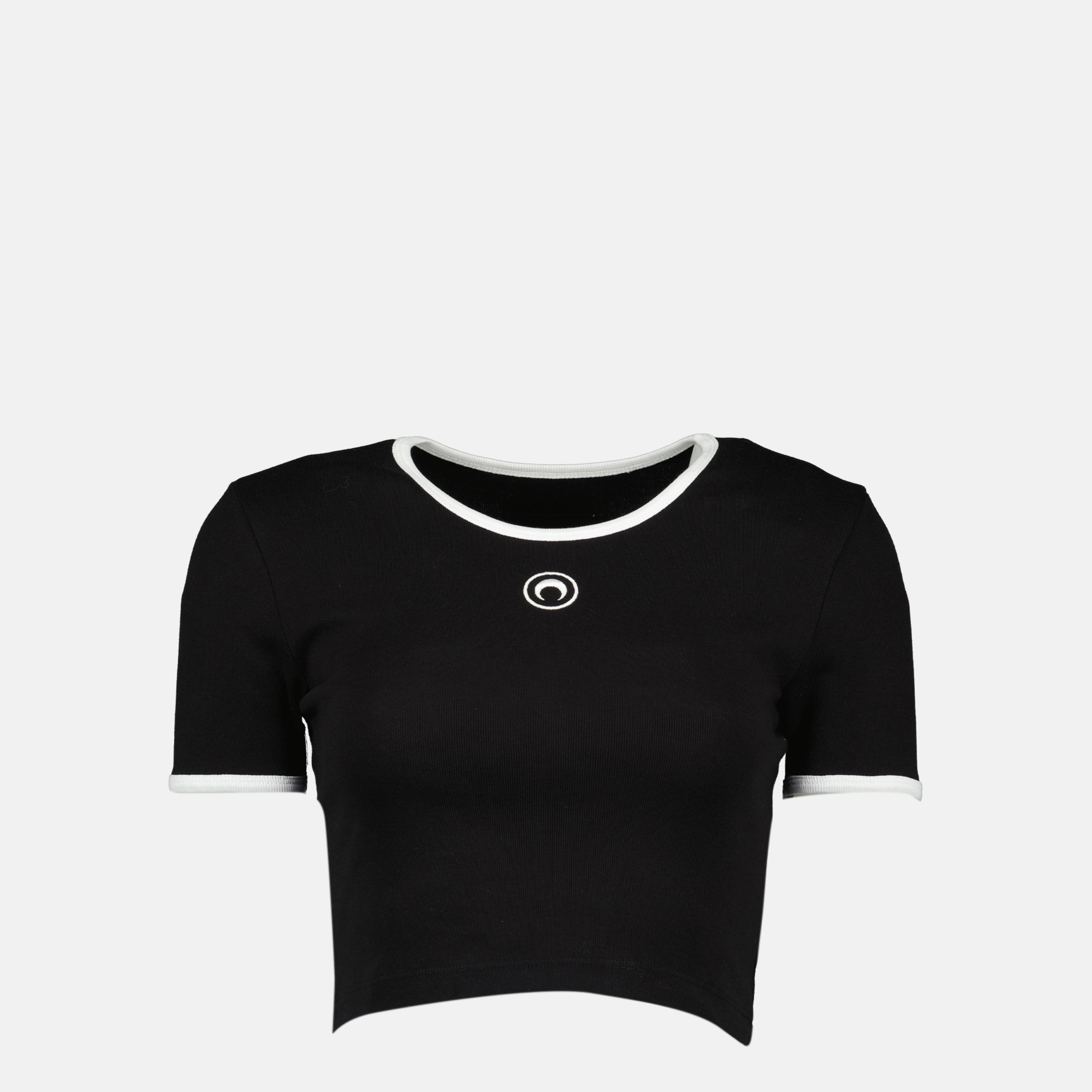 Marine Serre crop top, black cotton top, designer women's wear, short sleeve top, autumn winter fashion