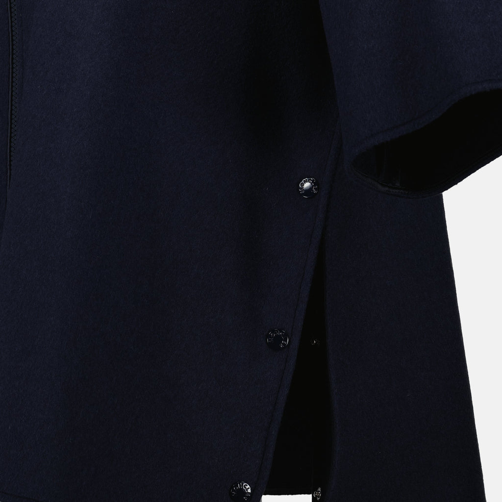 ネイビーウールジップケープ